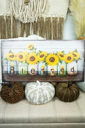 12 x 23.75 Sunflower 'Blessed' Light Up Wall Art