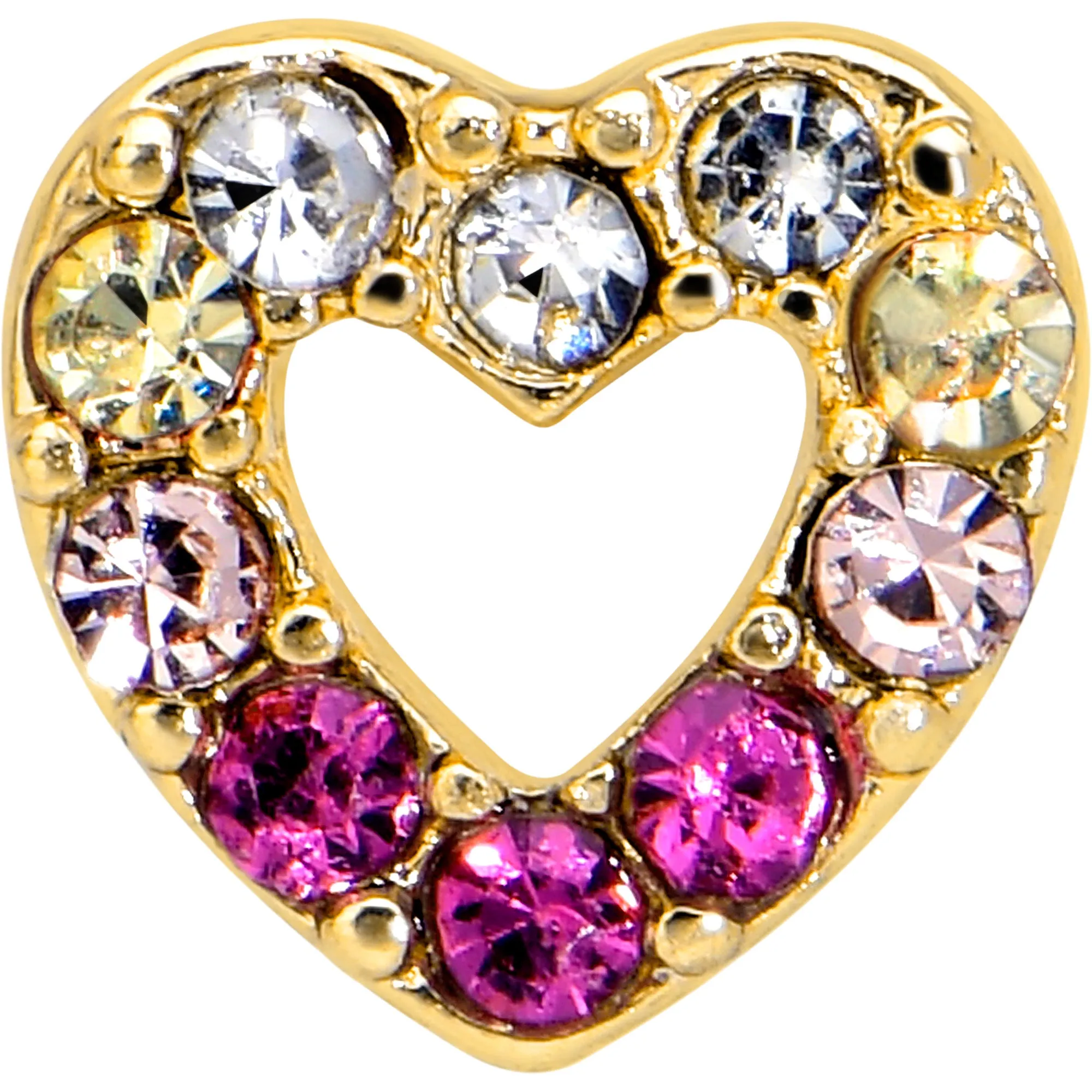 20 Gauge Romance Gem Open Heart L Shape Nose Ring