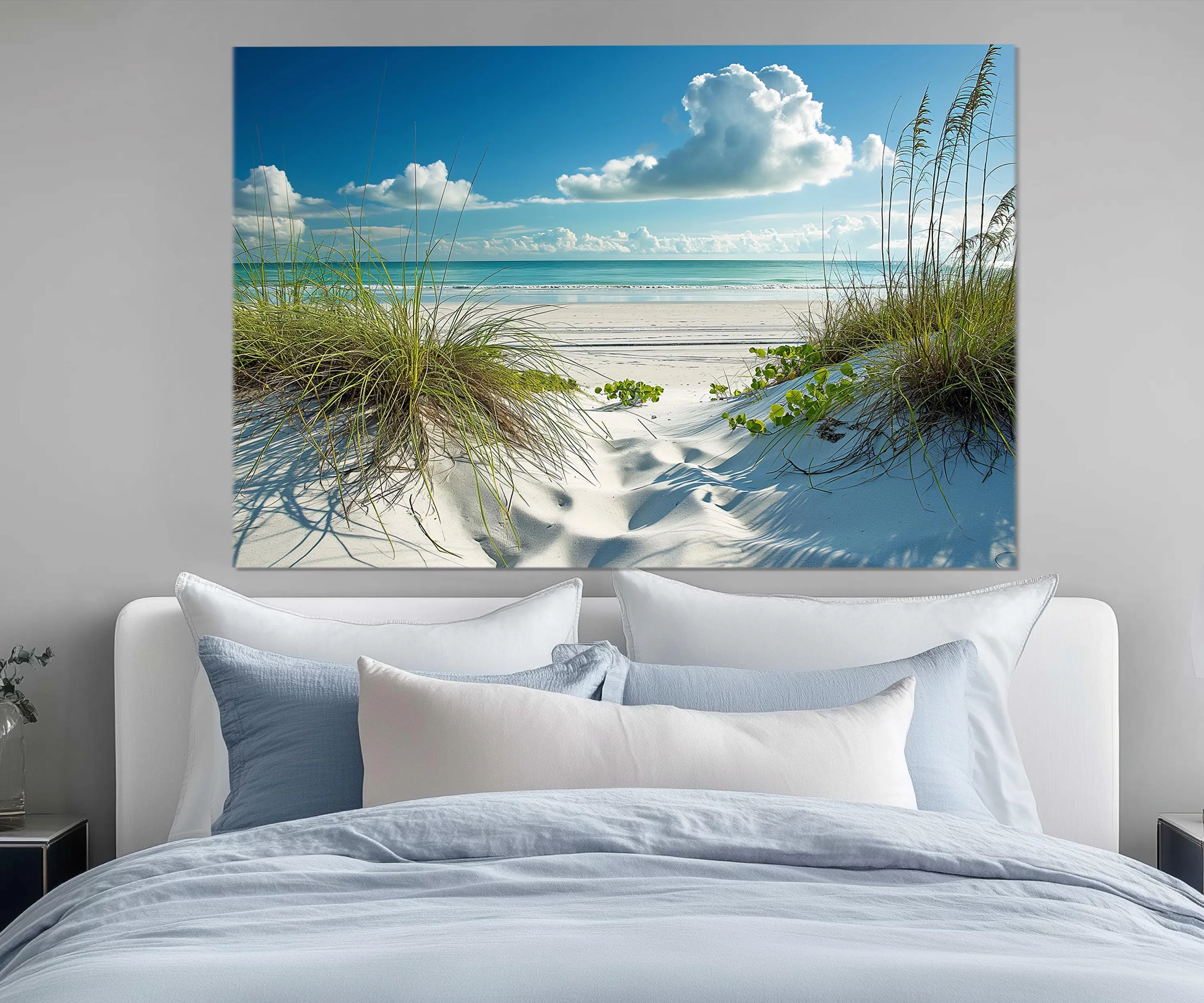 5 Piece White Sand Beach And Sea Grass Dunes Wall Art