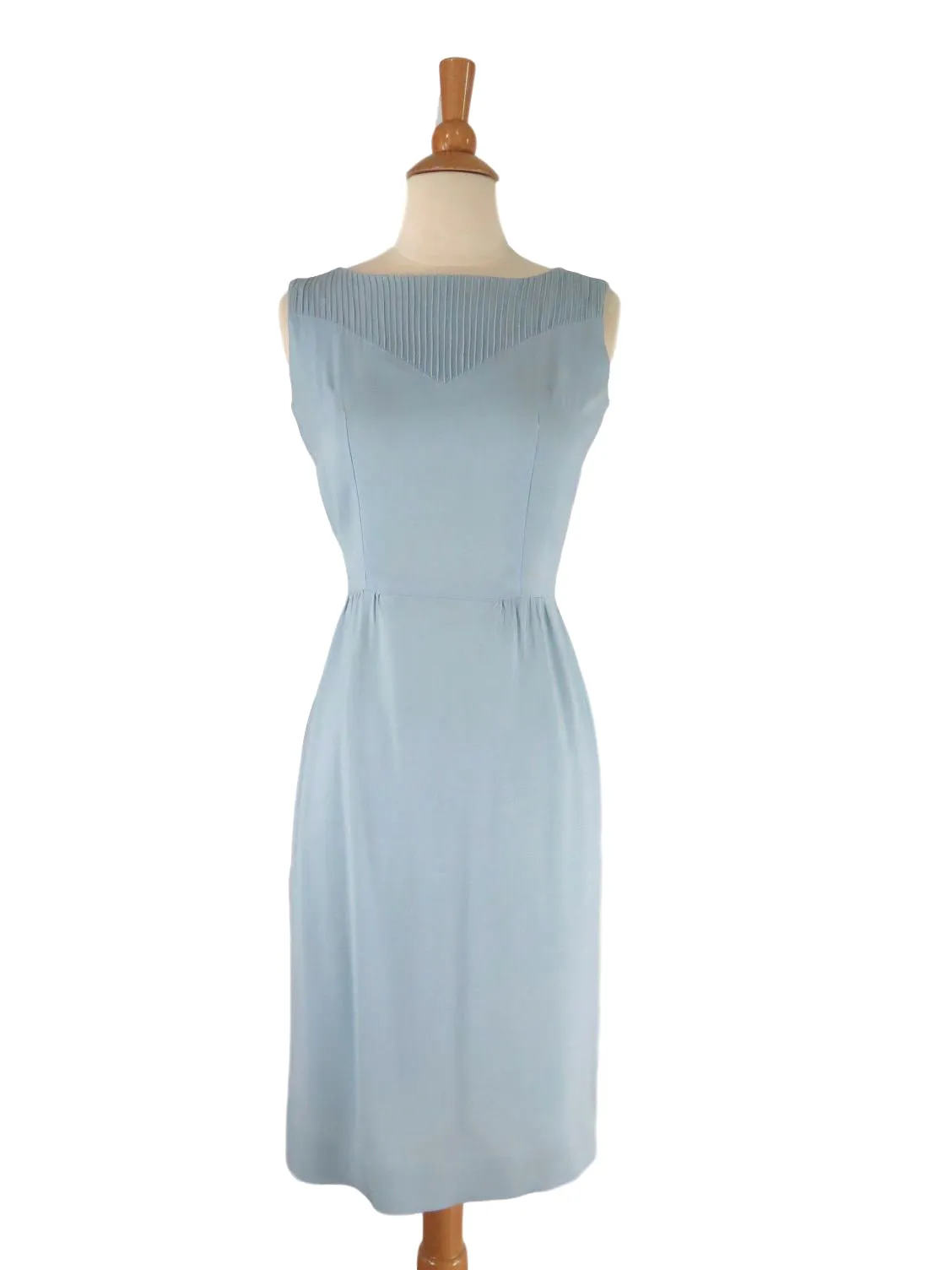 50s/60s Dress - Light Blue Sleeveless Sheath