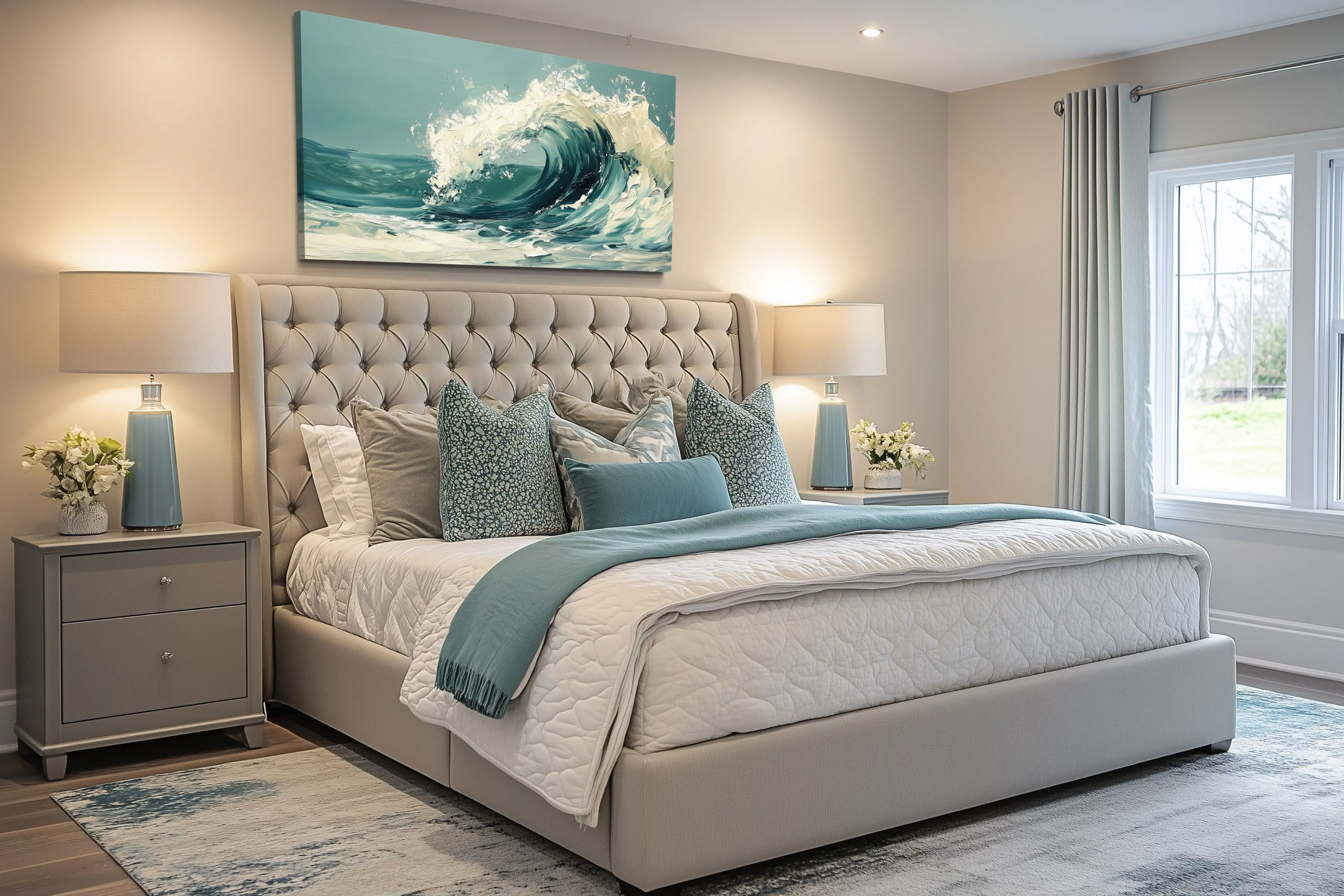 Abstract Ocean Wave Framed Canvas Wall Art