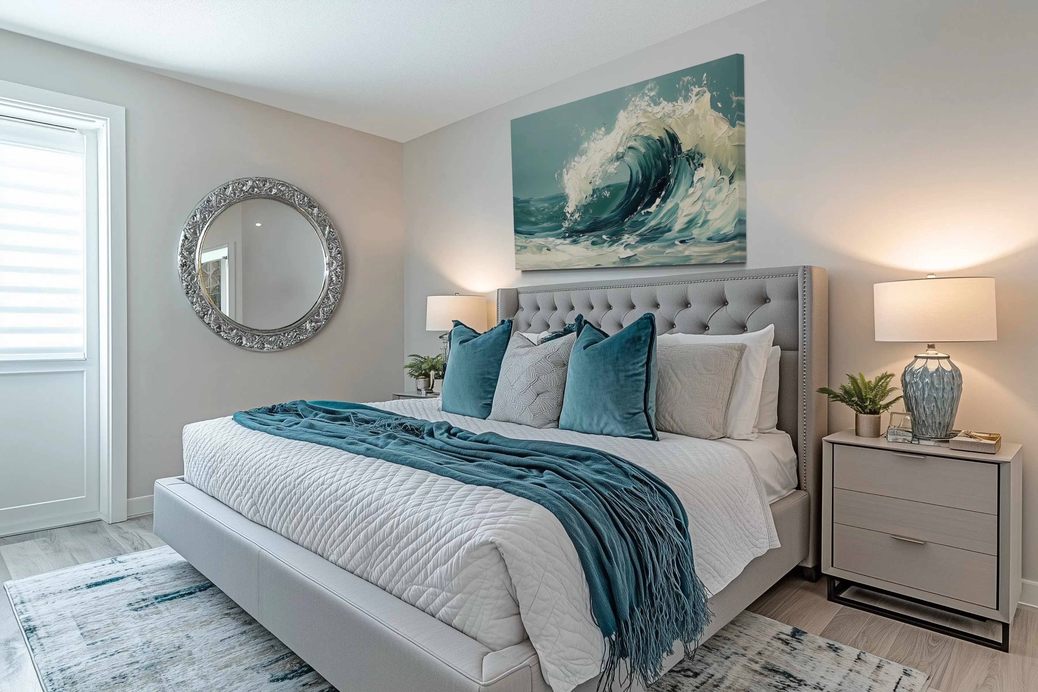 Abstract Ocean Wave Framed Canvas Wall Art