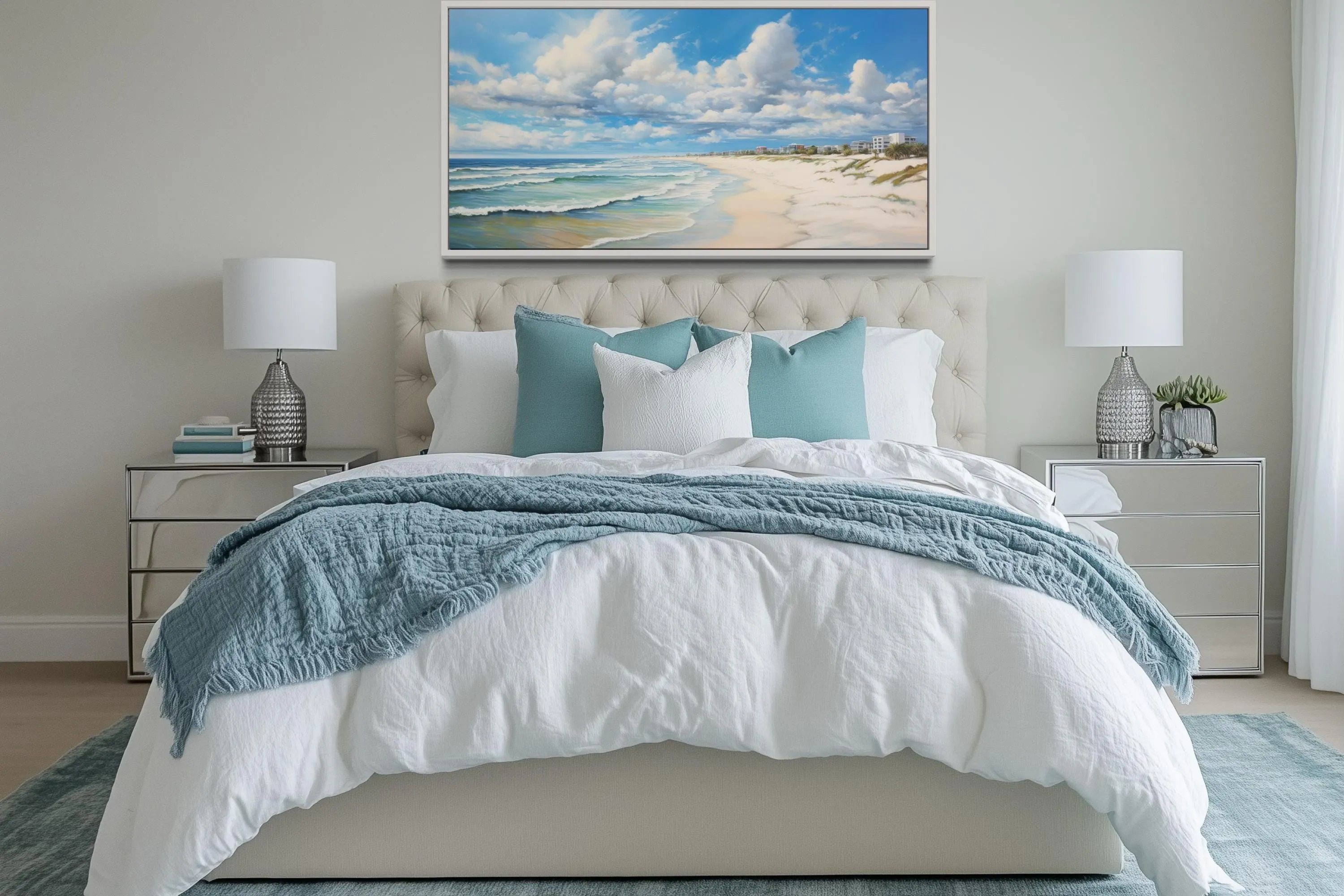 Alabama Gulf Shores Beach Framed Coastal Canvas Wall Art