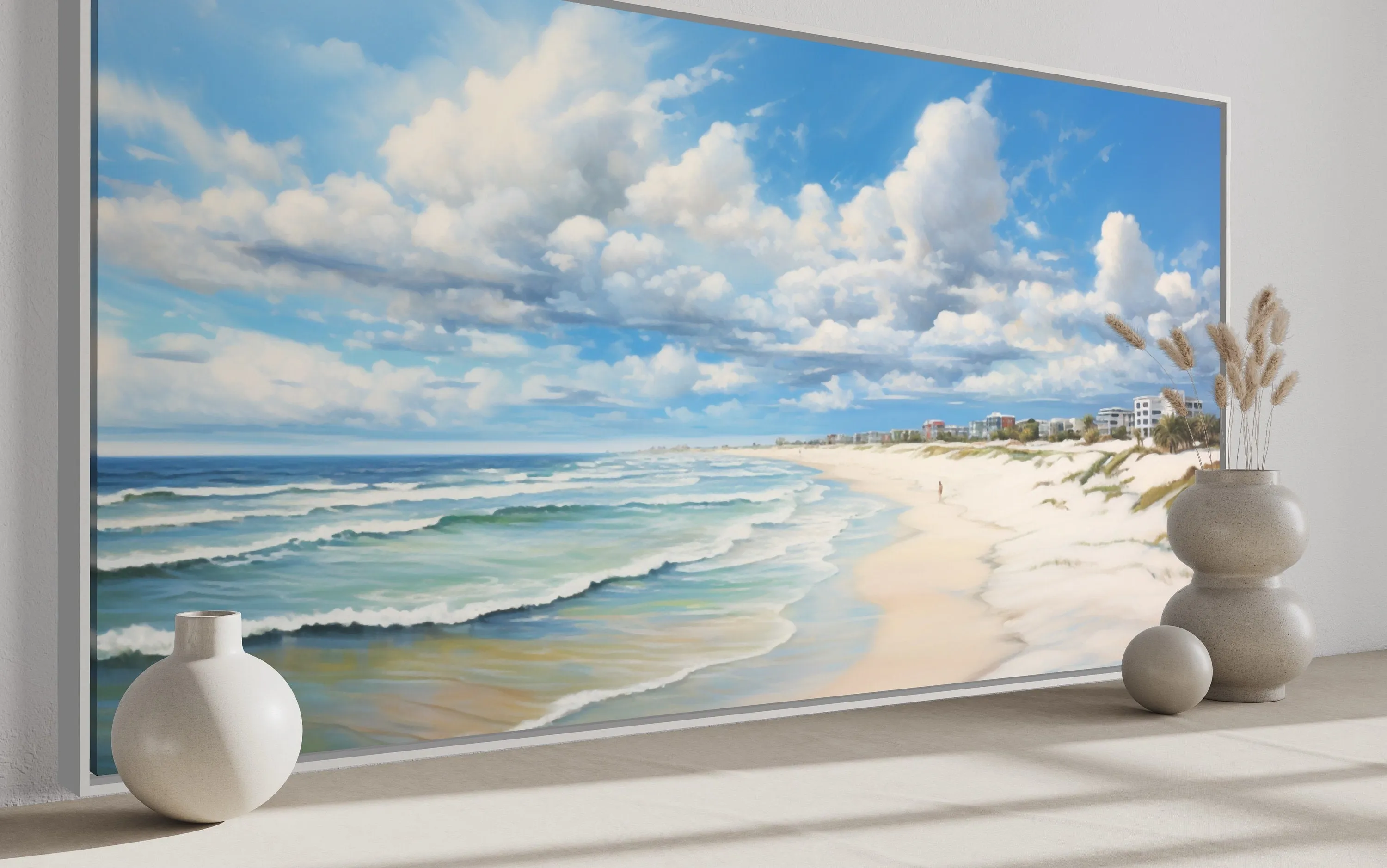 Alabama Gulf Shores Beach Framed Coastal Canvas Wall Art