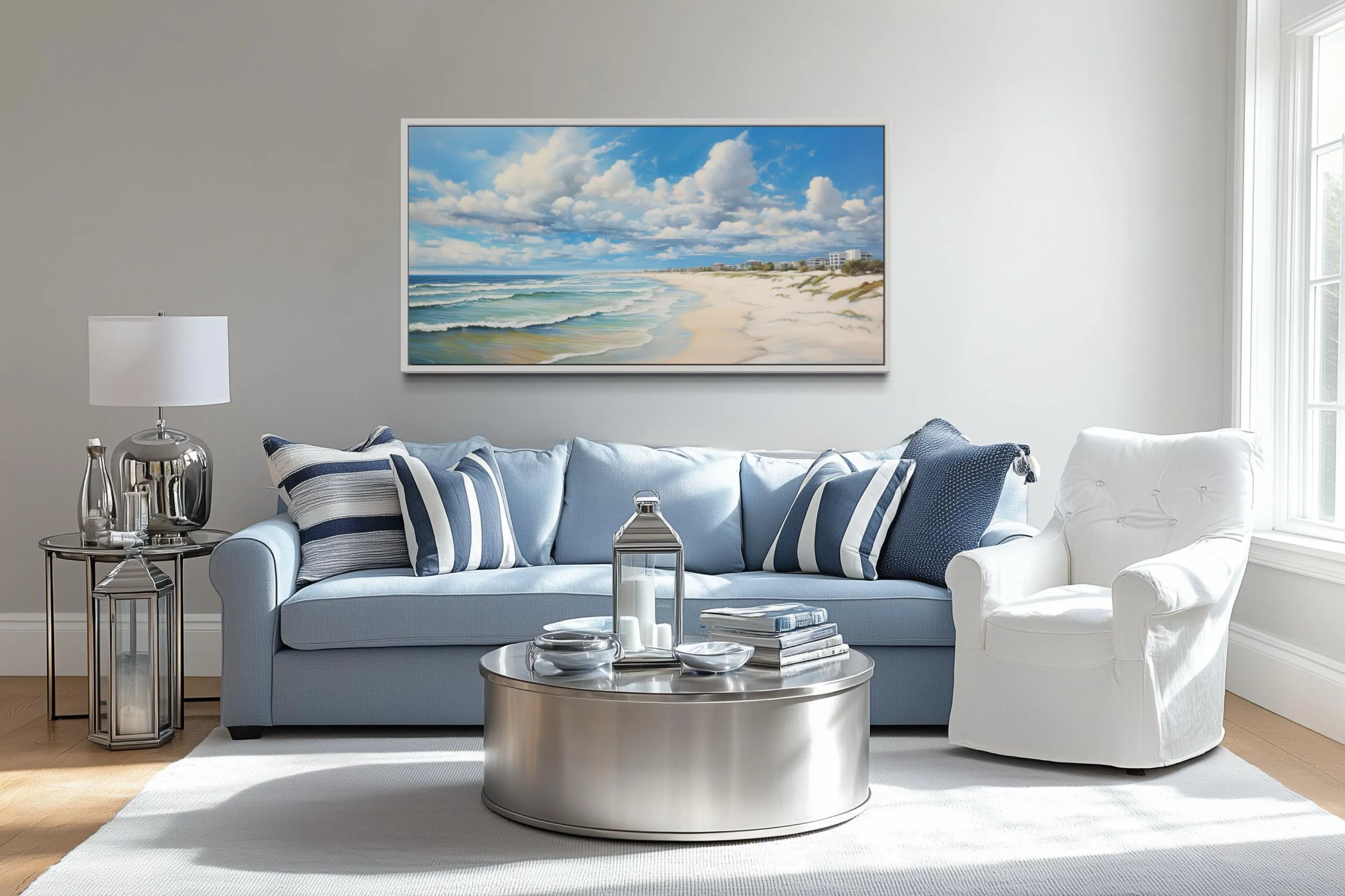Alabama Gulf Shores Beach Framed Coastal Canvas Wall Art