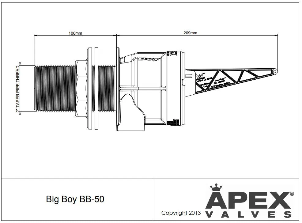 Apex Bigboy Dual Level High Flow Automatic Float Valve – Full Flow, High Capacity for Large Tanks (Max 1500LPM)