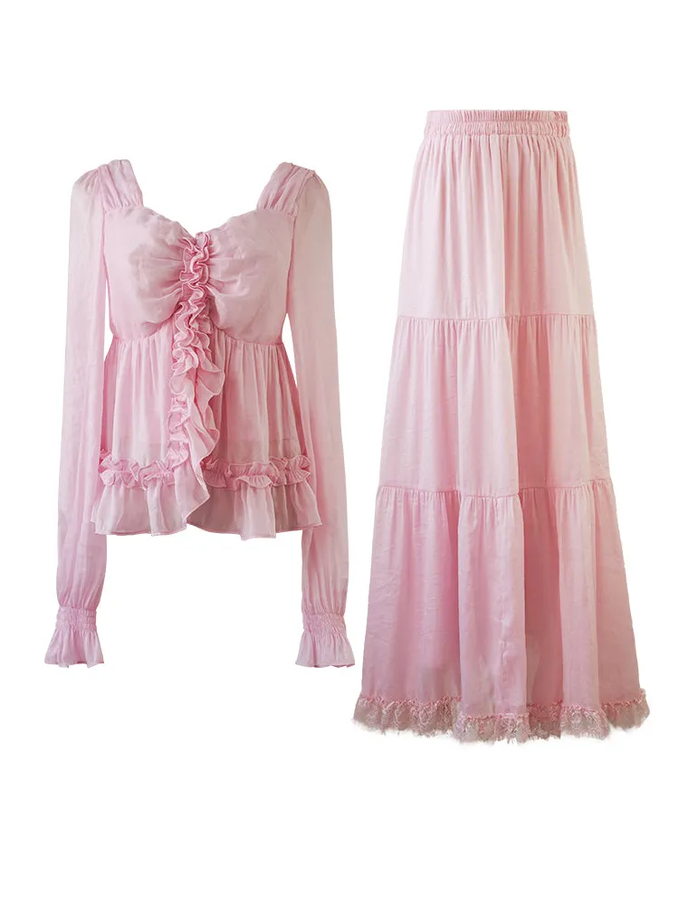 Ballet of Petals Blouse & Skirt Set