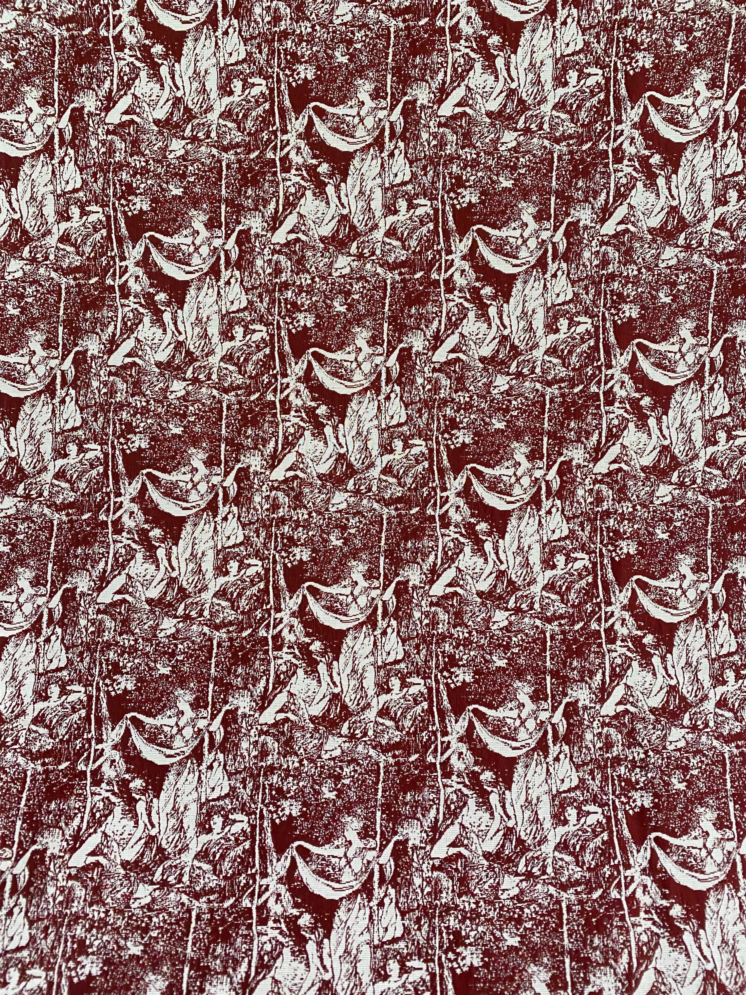 Baroque Garden Poly/Cotton Jacquard  - Dark Red