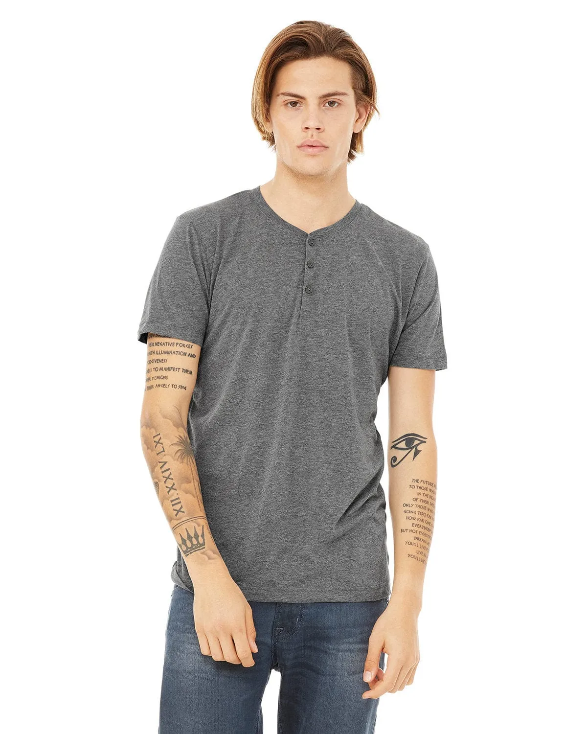 Bella Canvas Mens Triblend Short Sleeve Henley