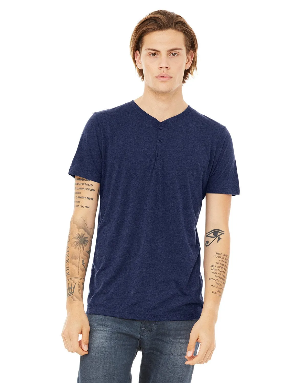 Bella Canvas Mens Triblend Short Sleeve Henley