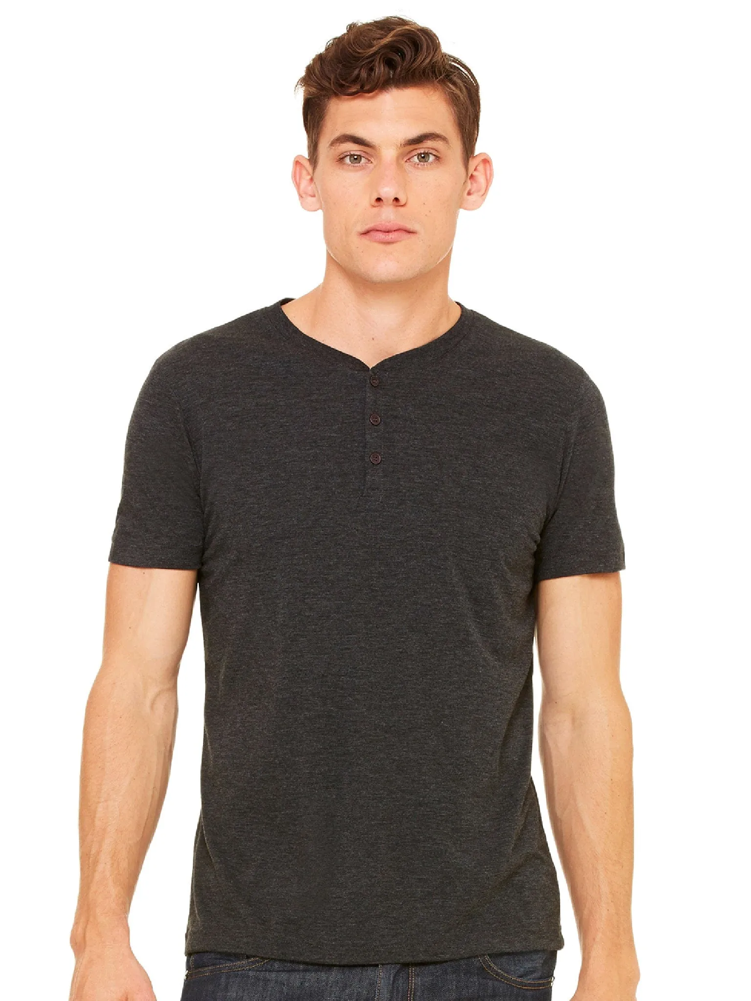 Bella Canvas Mens Triblend Short Sleeve Henley