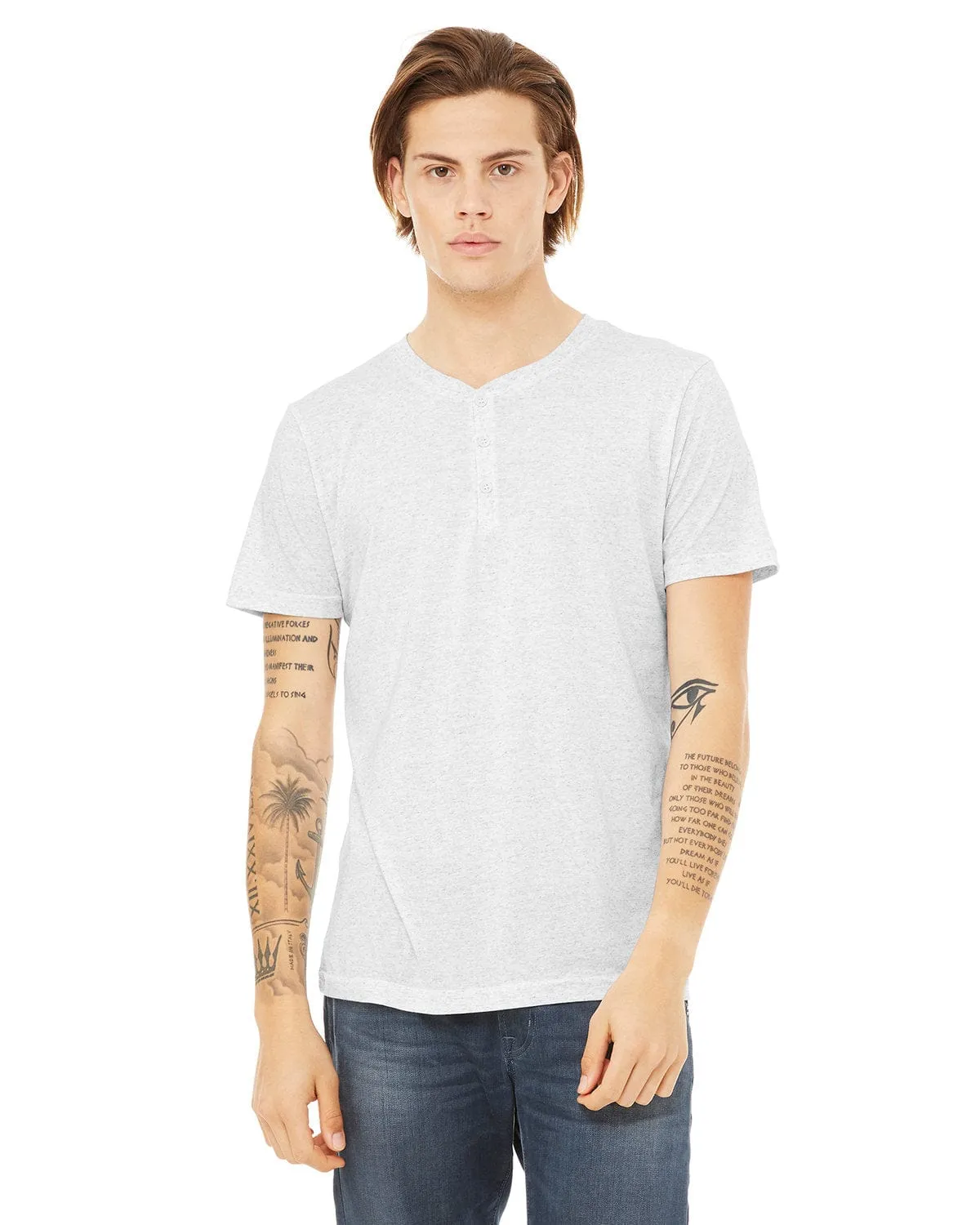 Bella Canvas Mens Triblend Short Sleeve Henley