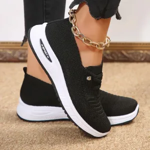 Black Knit Slip-On Sneakers | Breathable and Lightweight | Sporty Comfort