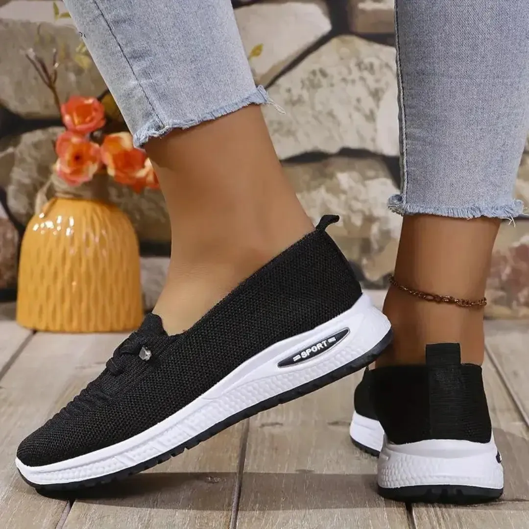 Black Knit Slip-On Sneakers | Breathable and Lightweight | Sporty Comfort