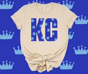 Blue KC Light Blue Stars Tan Graphic Tee