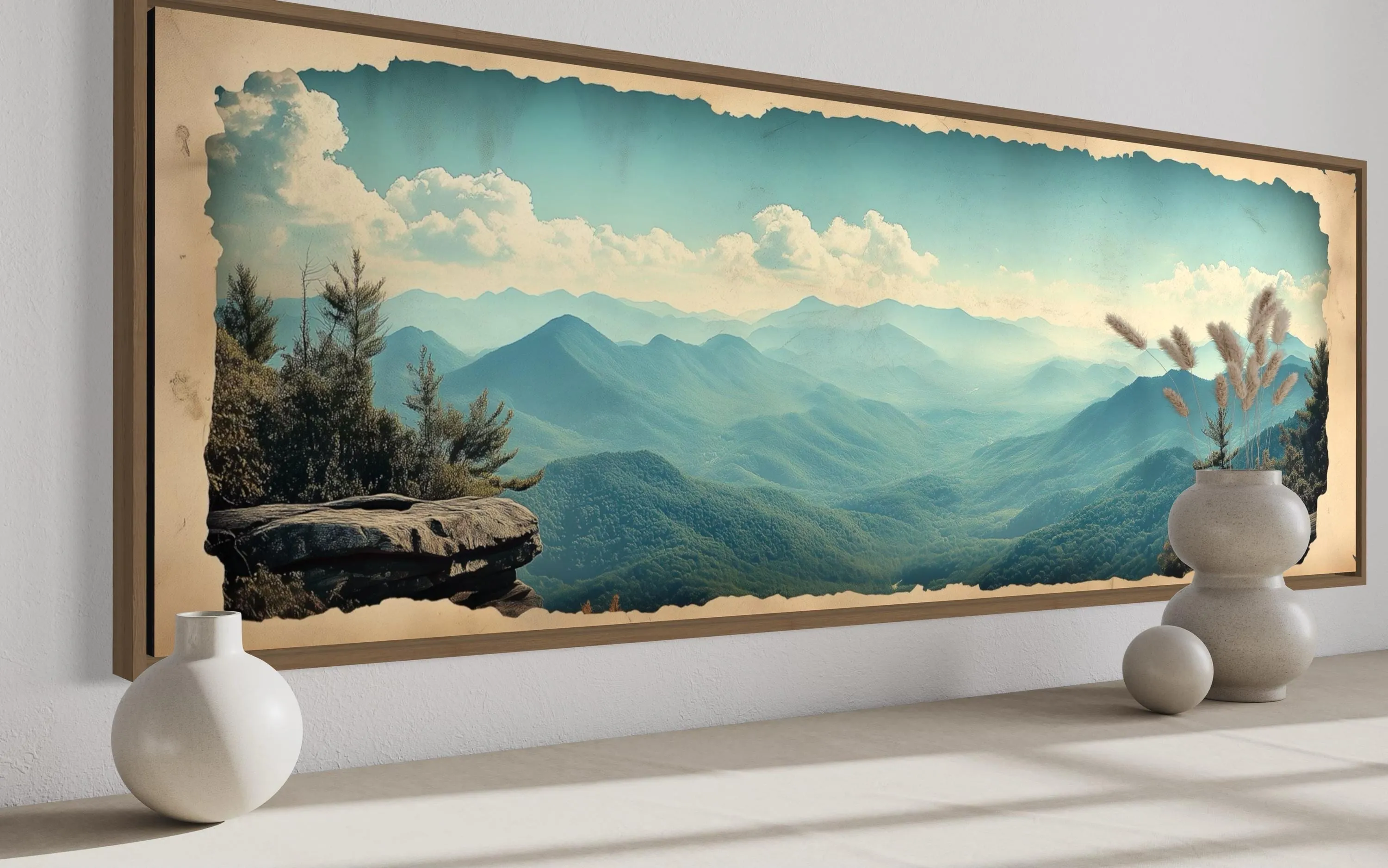 Blue Ridge Mountains Long Horizontal Travel Poster Canvas Wall Art