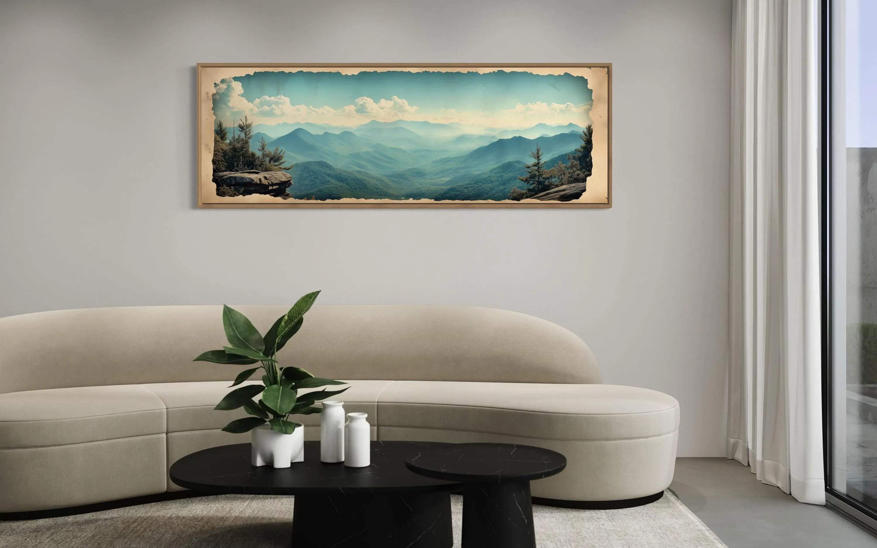 Blue Ridge Mountains Long Horizontal Travel Poster Canvas Wall Art