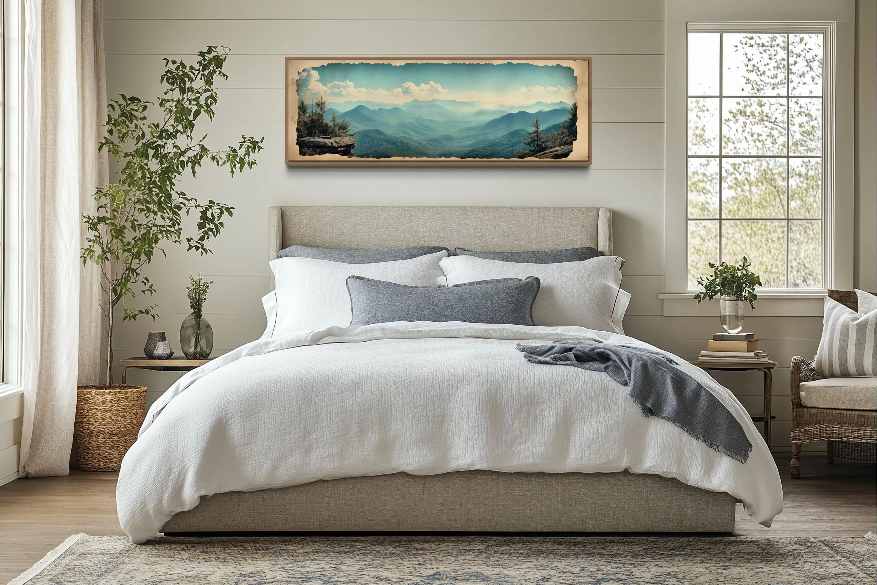 Blue Ridge Mountains Long Horizontal Travel Poster Canvas Wall Art