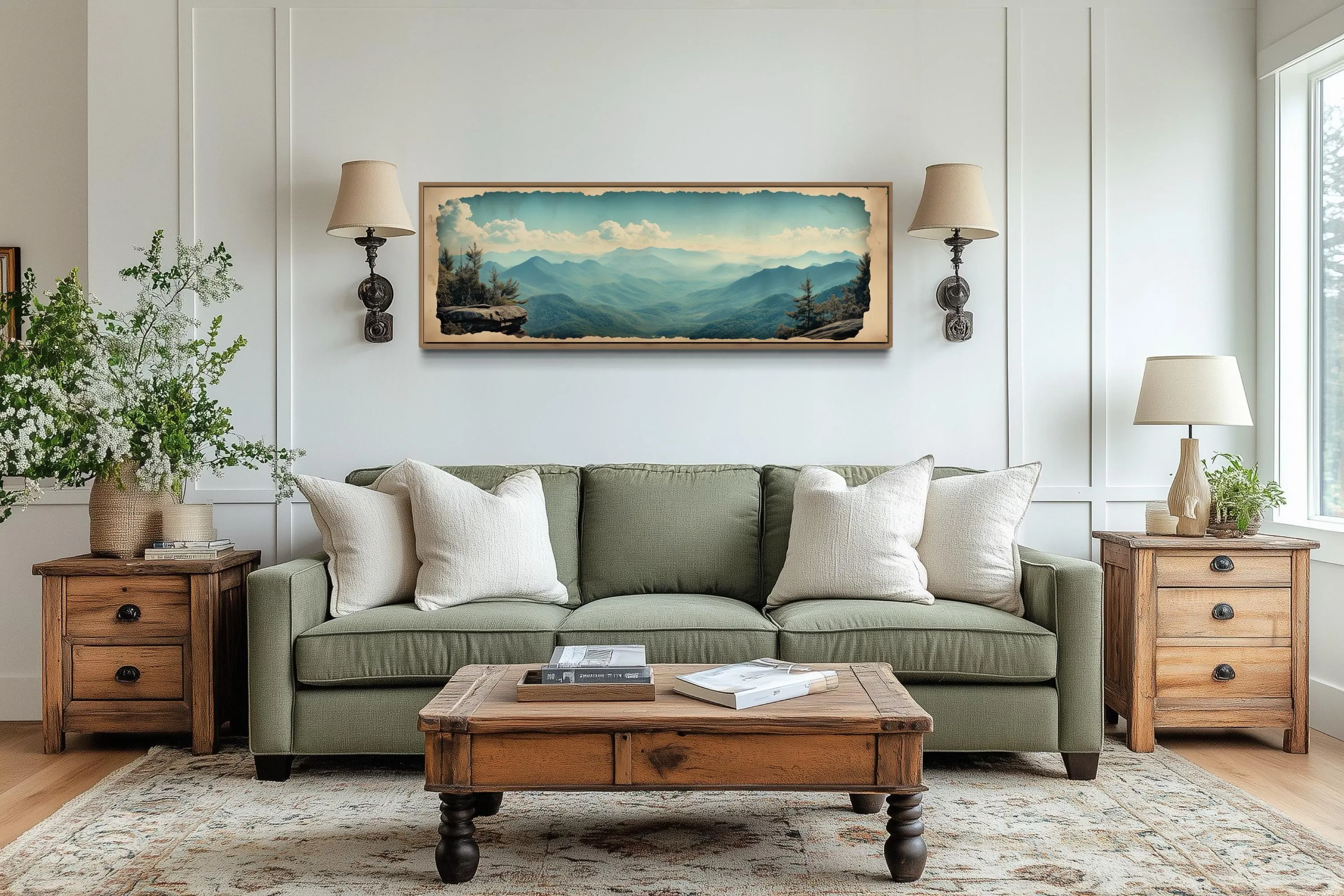 Blue Ridge Mountains Long Horizontal Travel Poster Canvas Wall Art