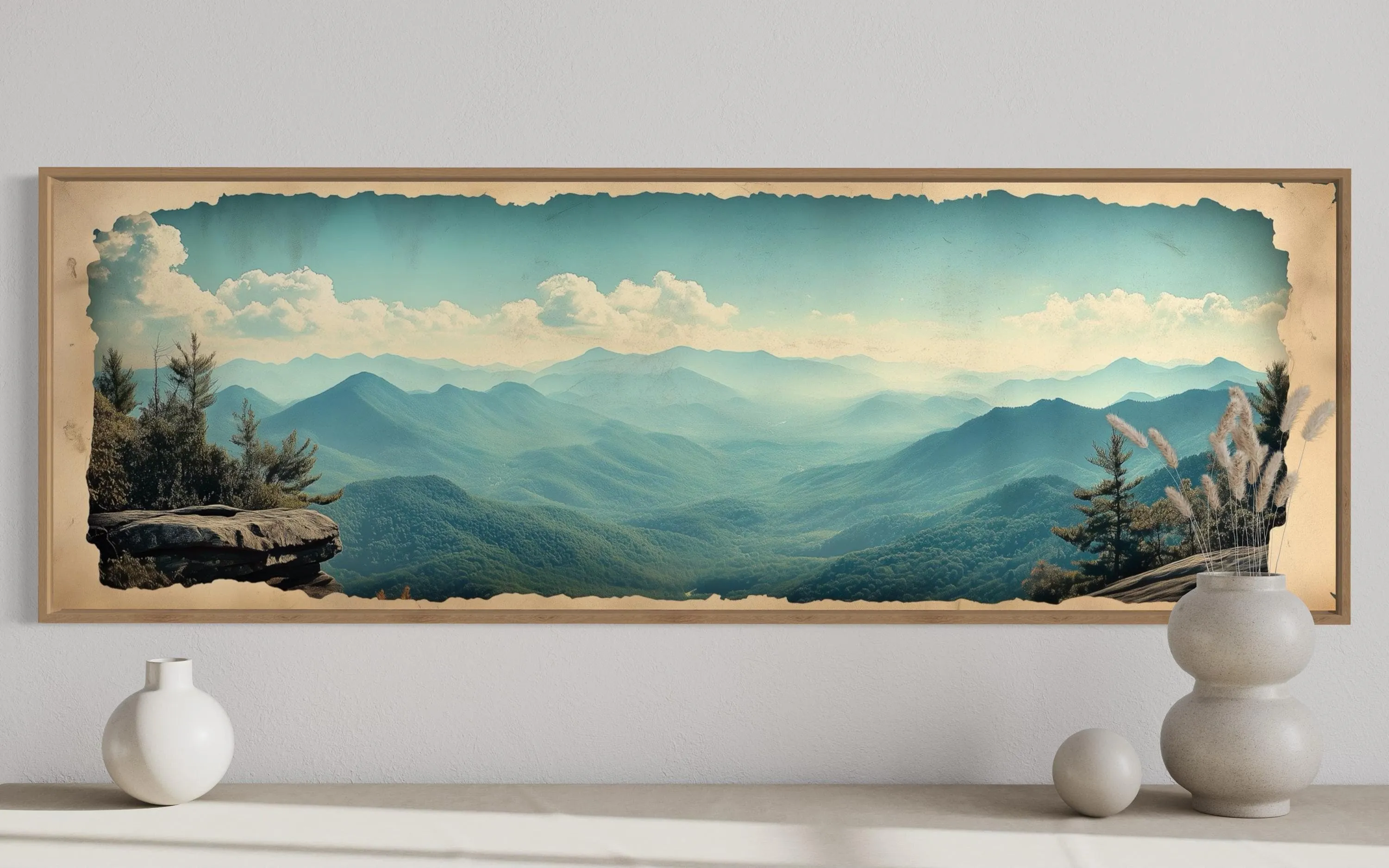Blue Ridge Mountains Long Horizontal Travel Poster Canvas Wall Art
