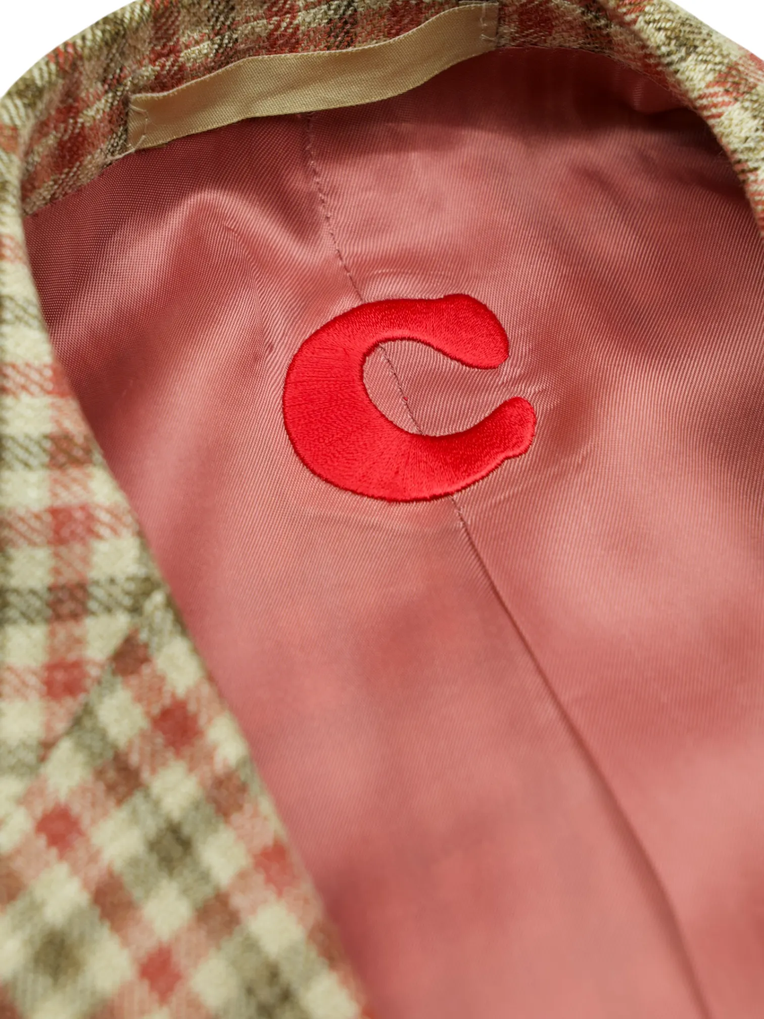 Caruso Coral Red Wool, Silk & Linen Gingham Check Jacket