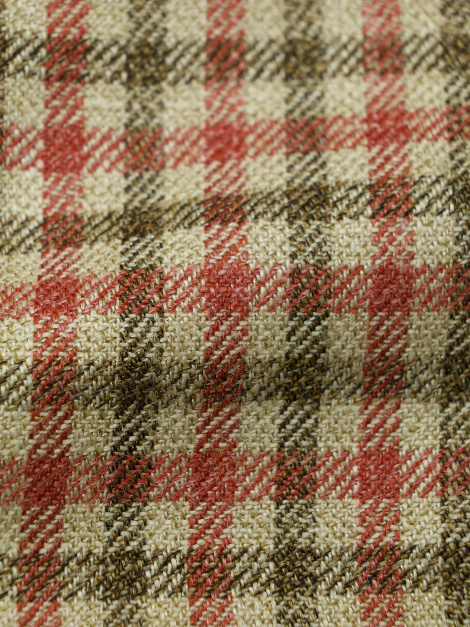 Caruso Coral Red Wool, Silk & Linen Gingham Check Jacket