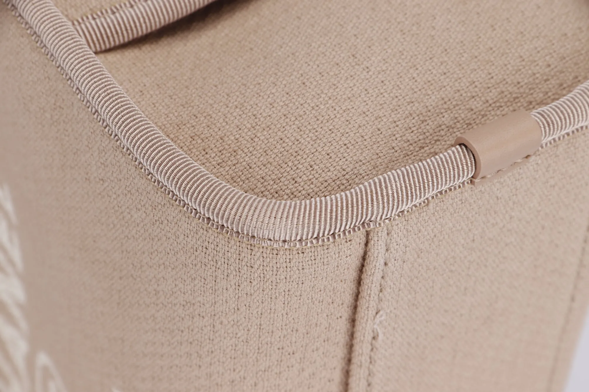 Chanel Deauville Boston (Microchip: G59Hxxxx) Canvas Light Brown, Silver Hardware, with Dust Cover & Box