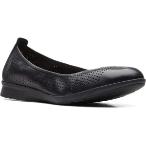 Clarks Women's Jenette Ease Black Leather Dotted