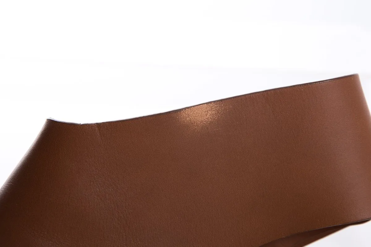 Céline Brown Leather Espadrilles Wedges SZ 38