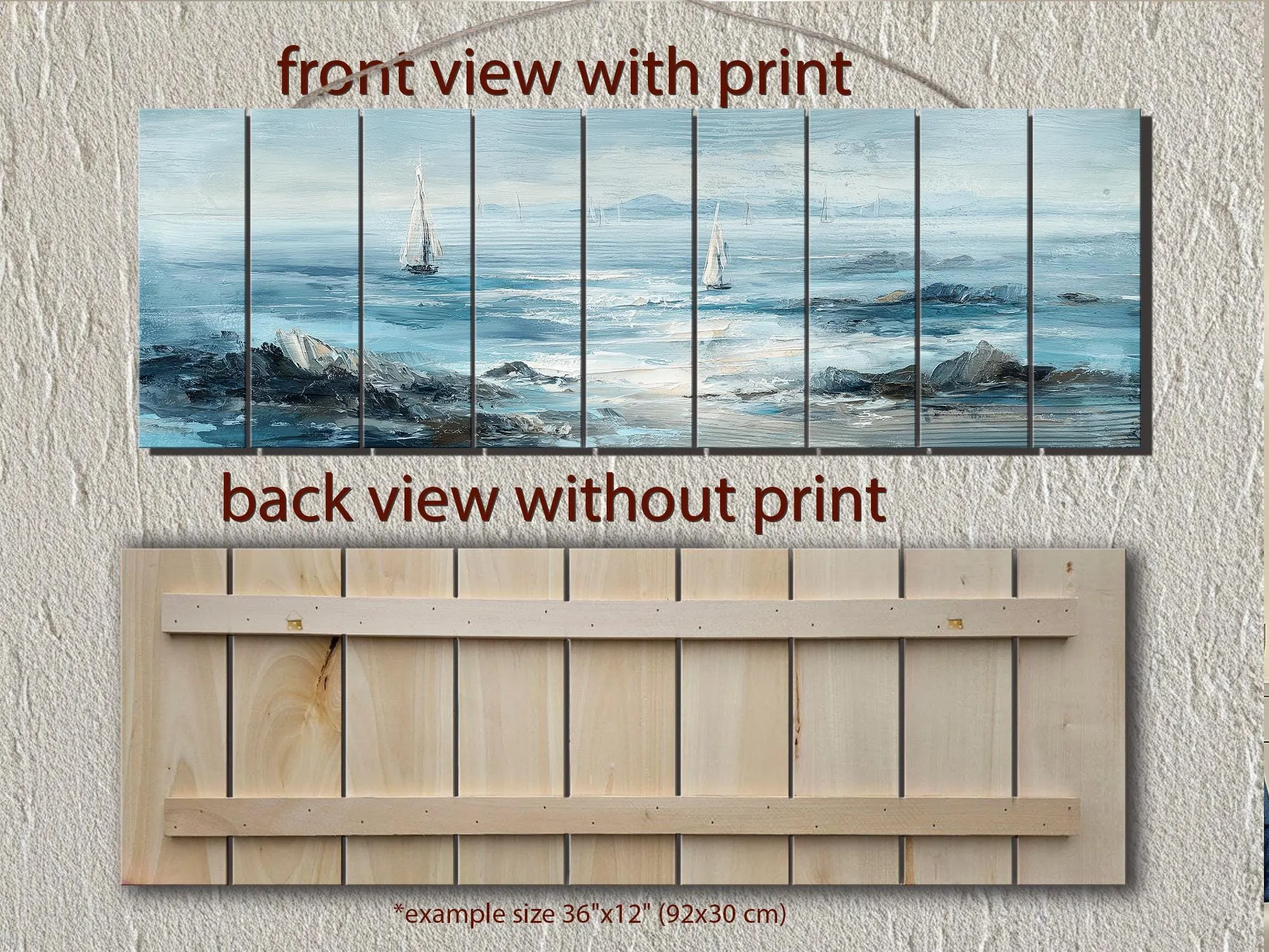 Coastal Sailing Boats Seascape Distressed Wood Wall Art