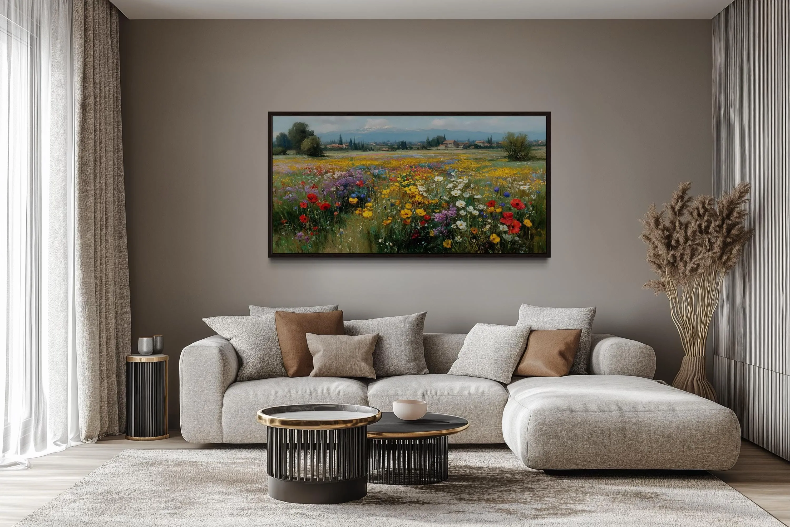 Colorful Summer Wildflower Field Meadow Landscape Wall Art