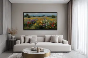 Colorful Summer Wildflower Field Meadow Landscape Wall Art