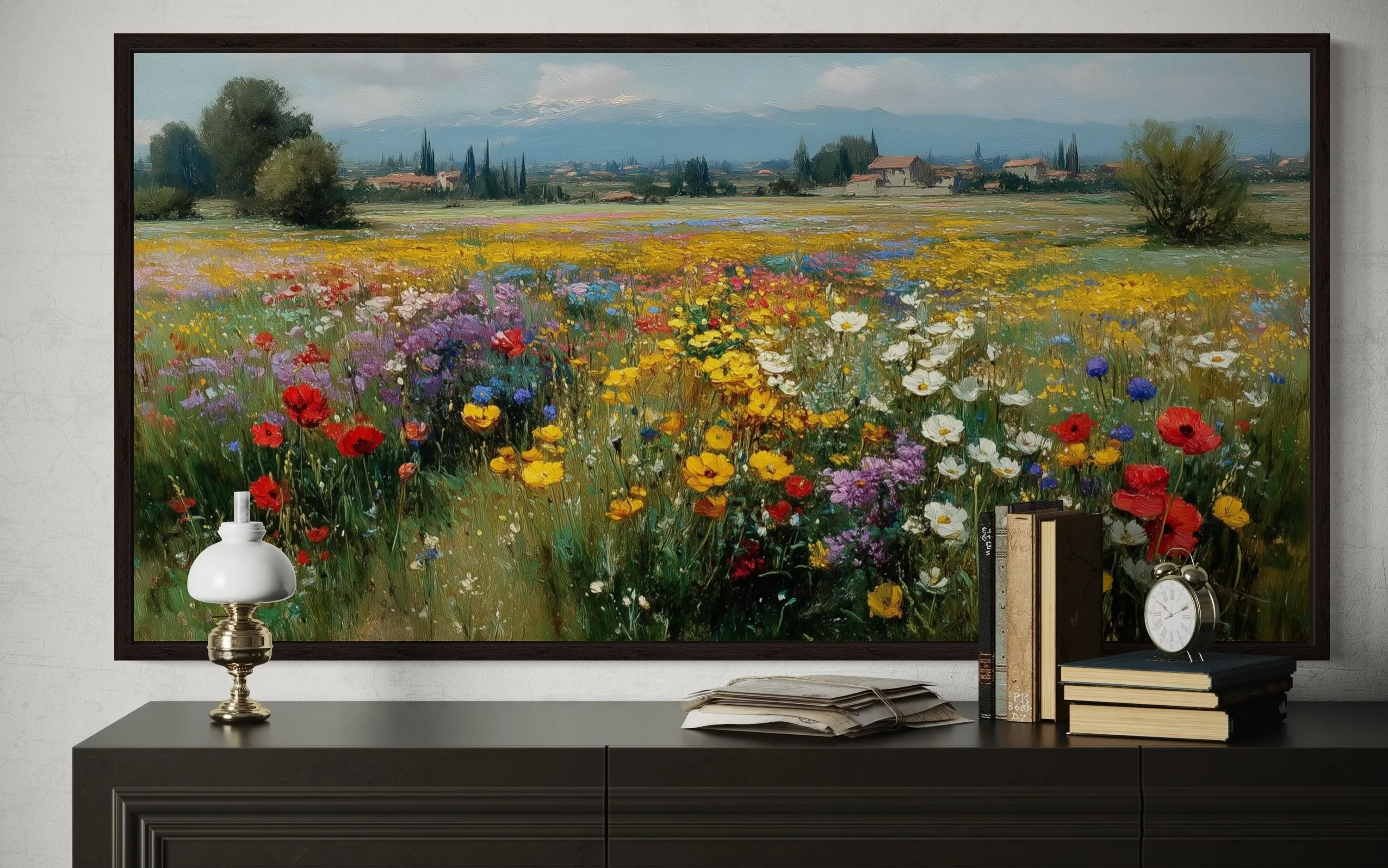 Colorful Summer Wildflower Field Meadow Landscape Wall Art