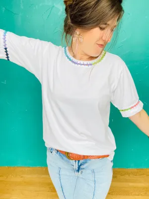 Crochet Crew Neck Tee