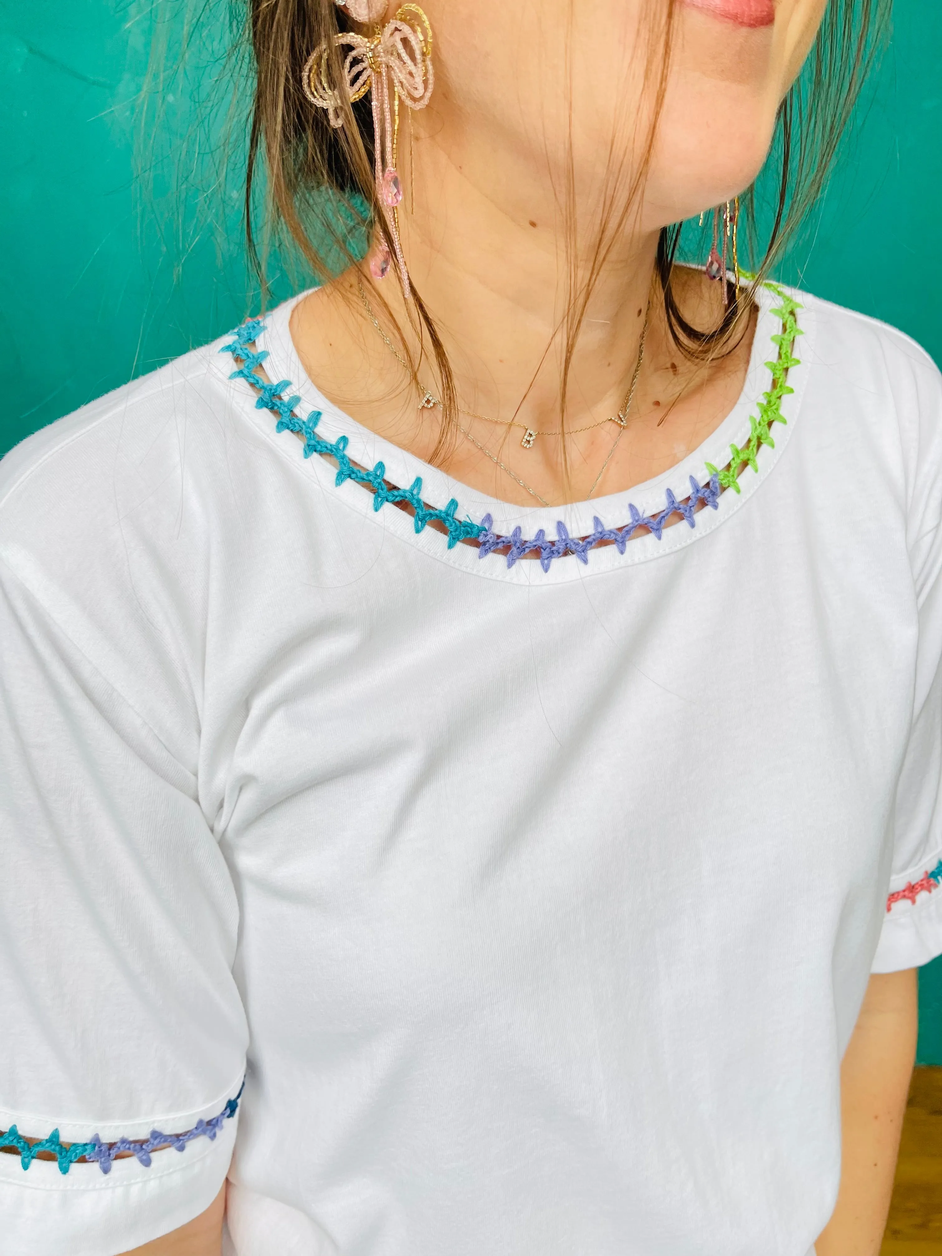 Crochet Crew Neck Tee