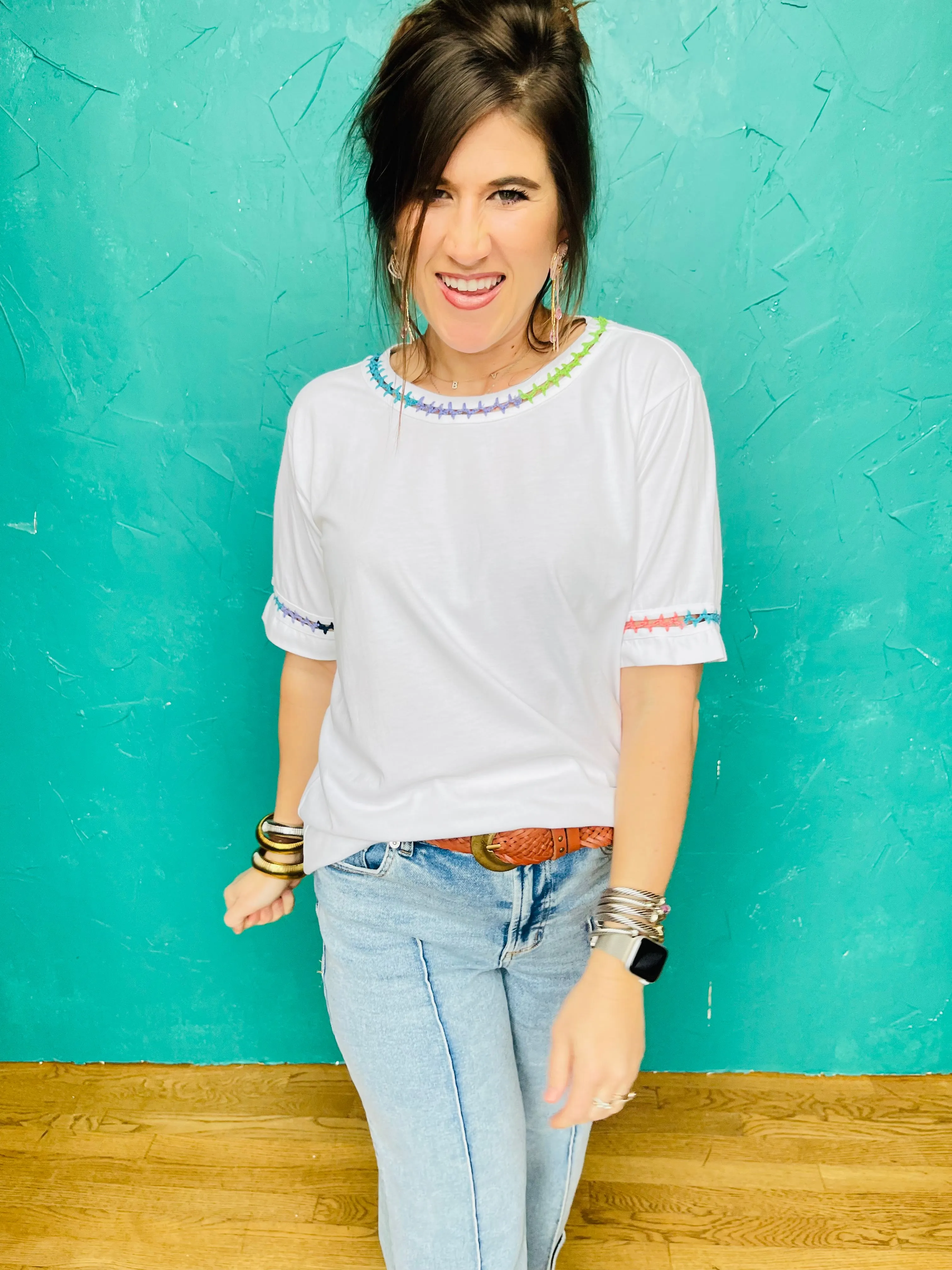 Crochet Crew Neck Tee