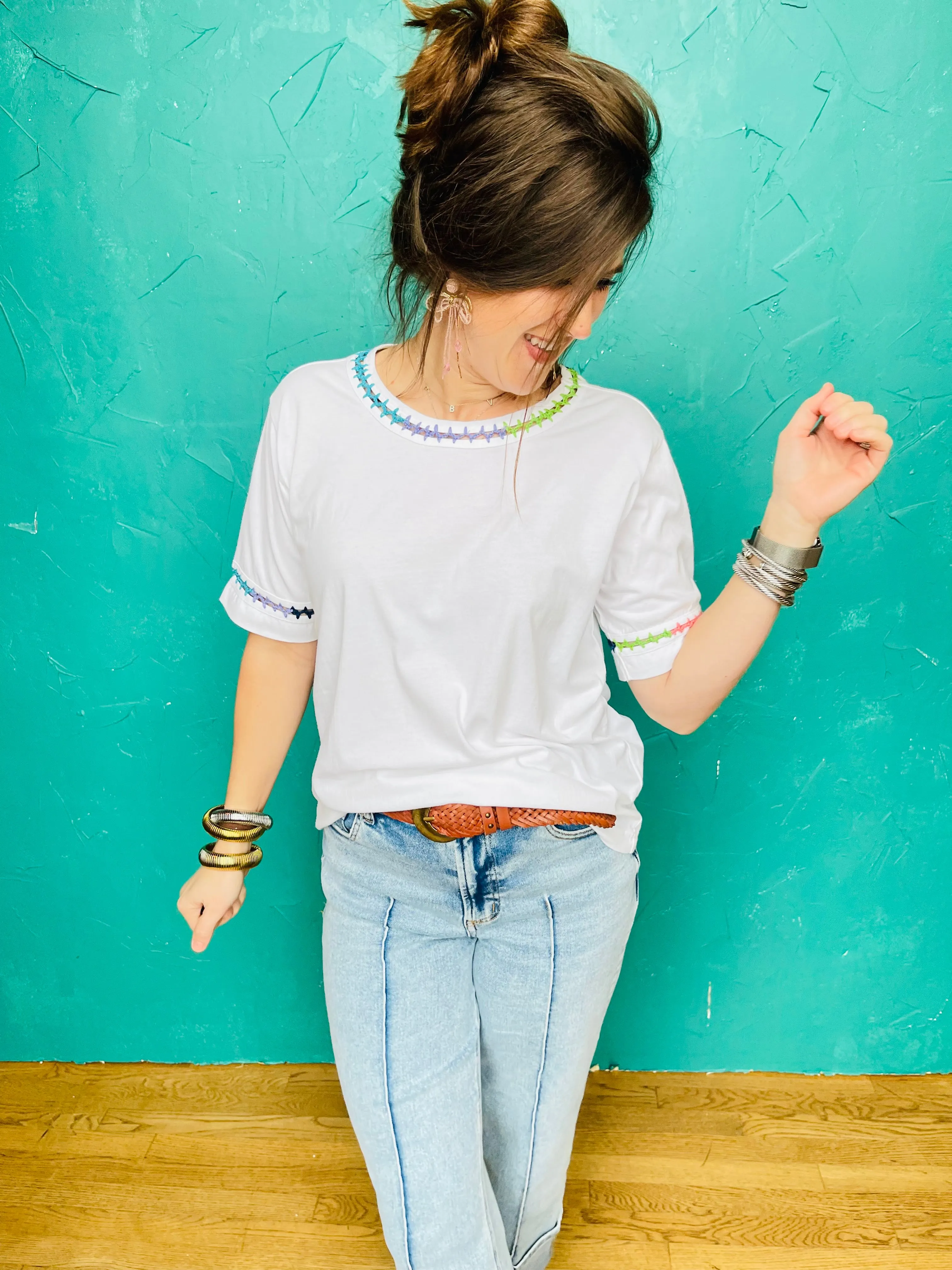 Crochet Crew Neck Tee