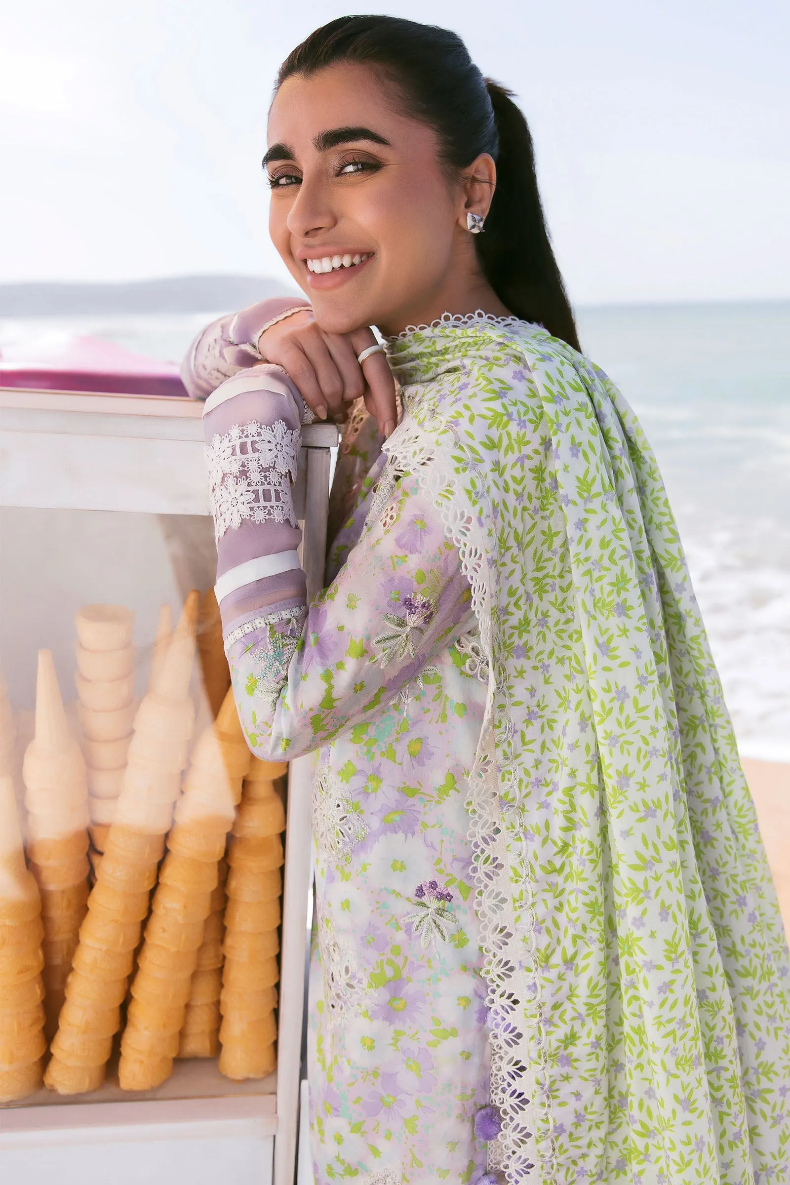 ELA (ZL23-03 A) | Zaha Lawn Collection 2023 | Embroidered Unstitched Lawn Suits