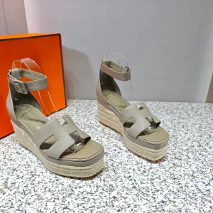 ELDA ESPADRILLE 80 LIGHT GRAY CALFSKIN