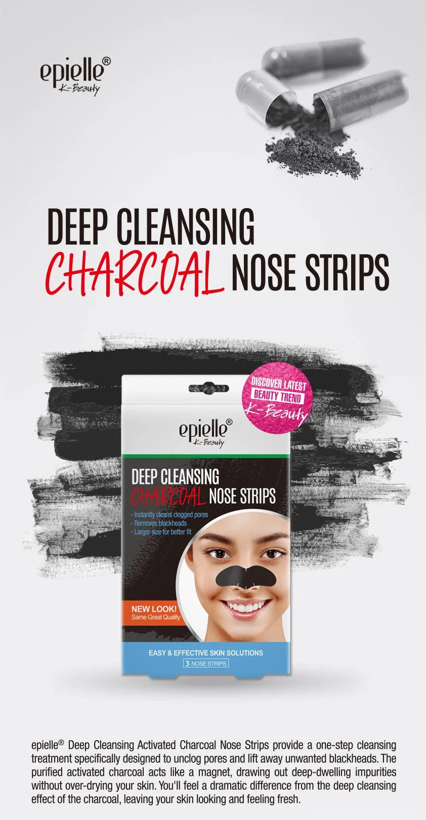 epielle Deep Cleansing Charcoal Nose Strip Blackhead Remover | 5ct