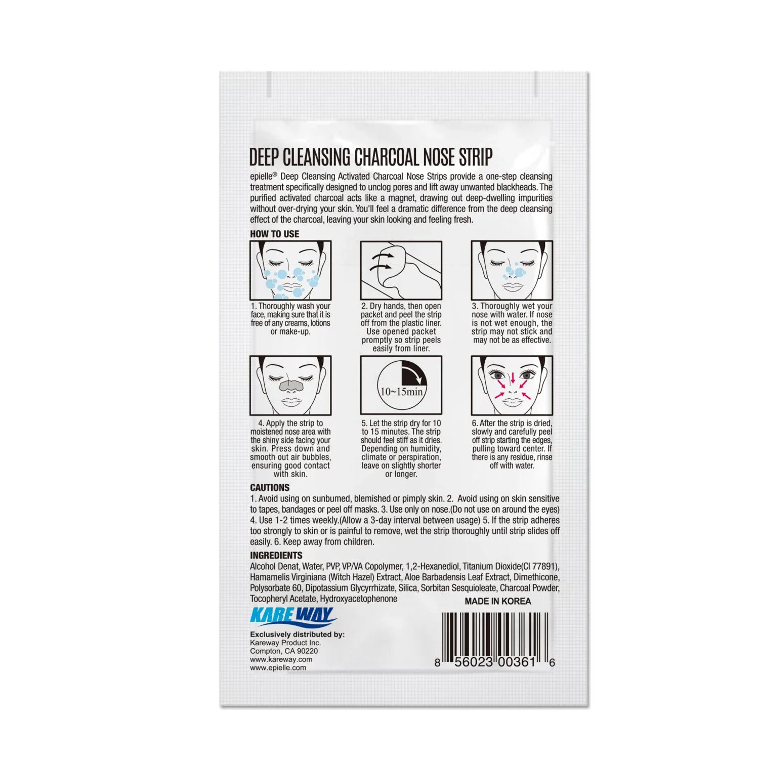 epielle Deep Cleansing Charcoal Nose Strip Blackhead Remover | 5ct
