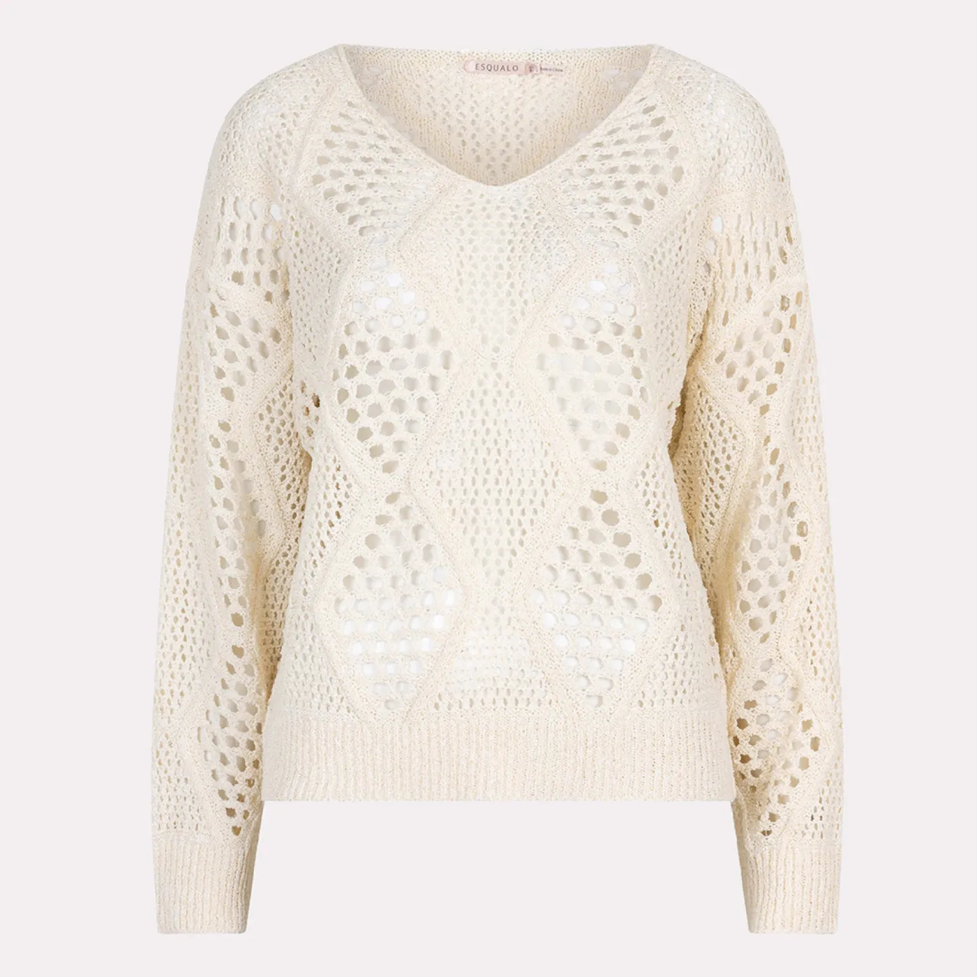 Esqualo Ajour Knit Sweater | Ivory / Sky Blue