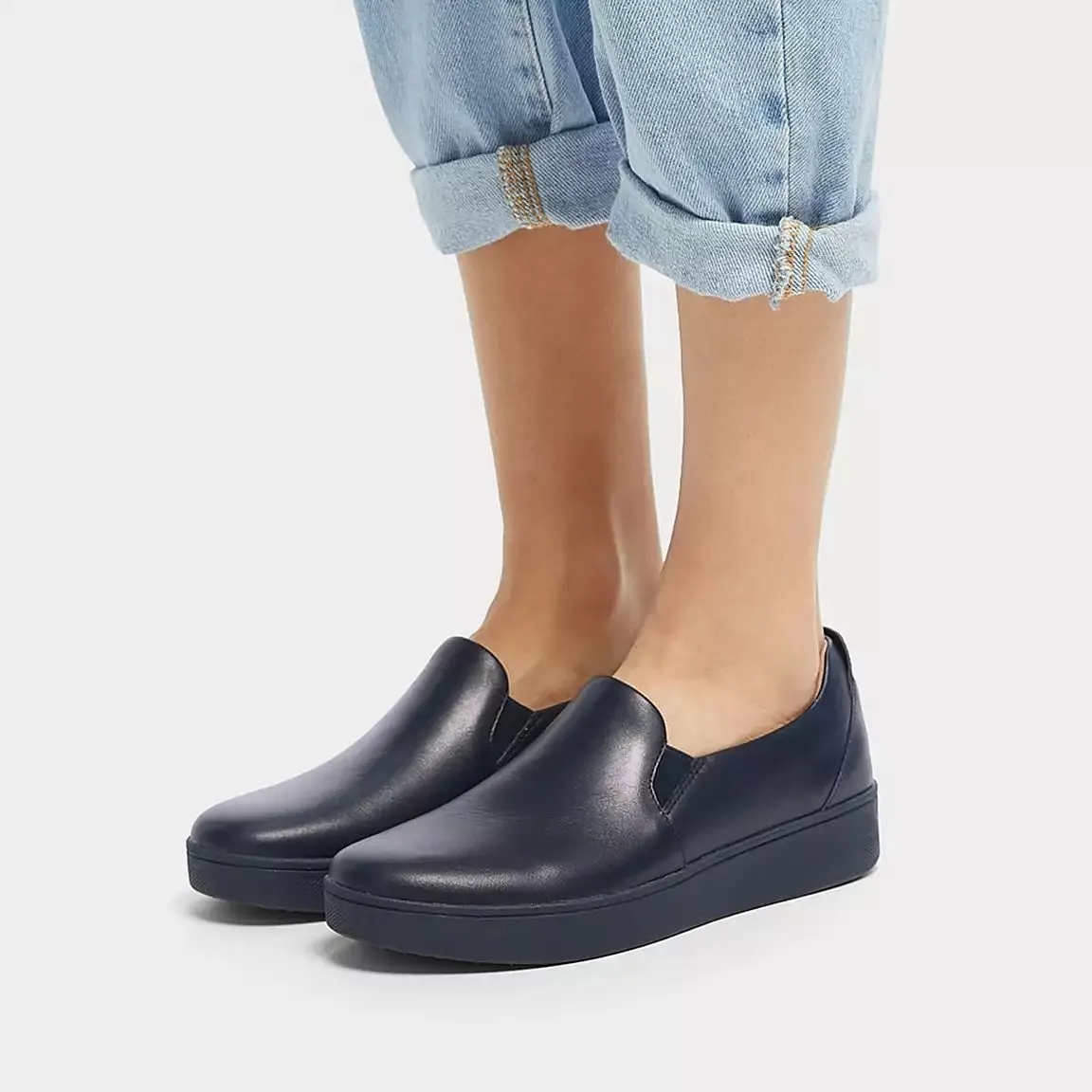 FitFlop RALLY Leather Slip-On Skate Sneakers