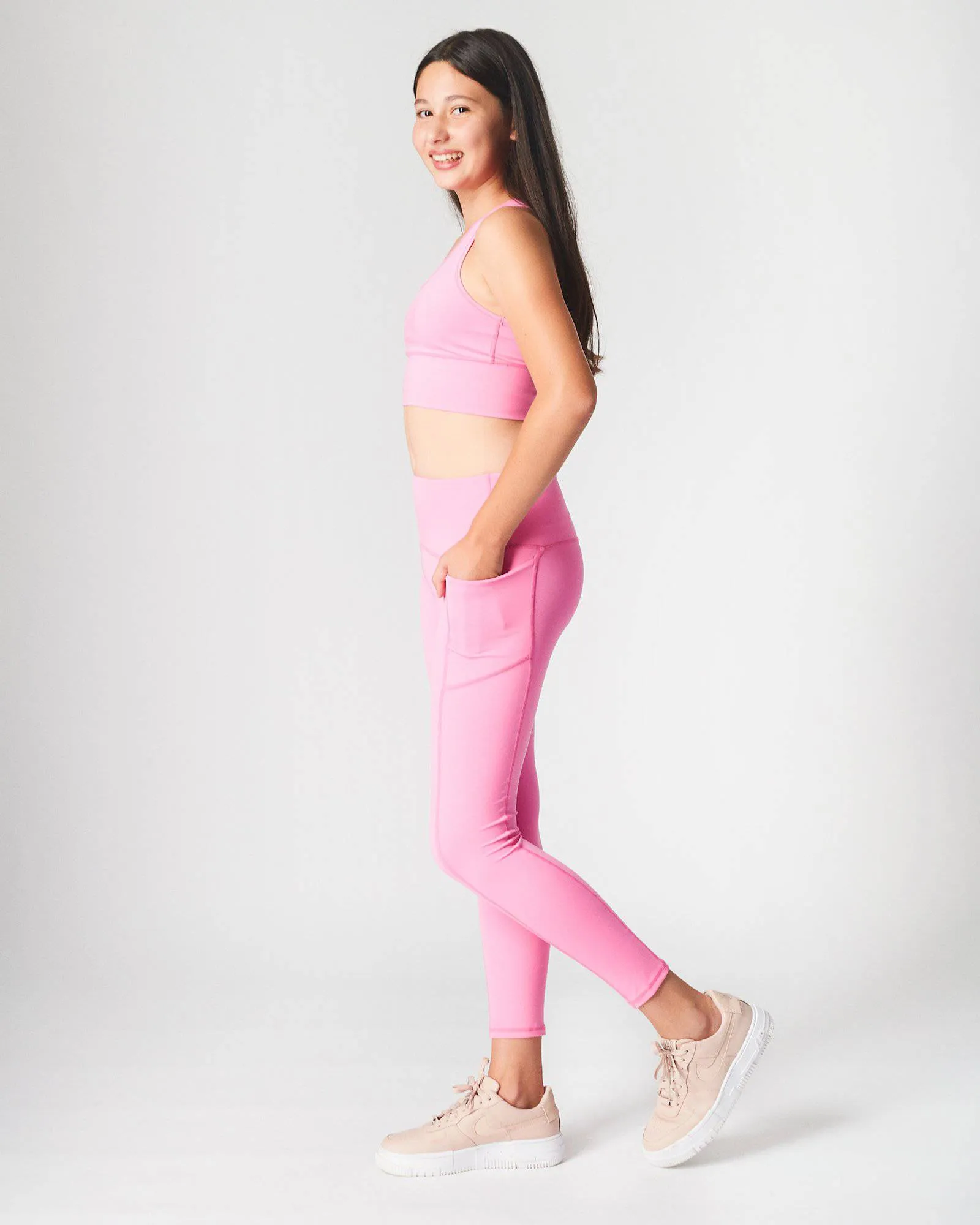 Girls Candy Pink Long Leggings