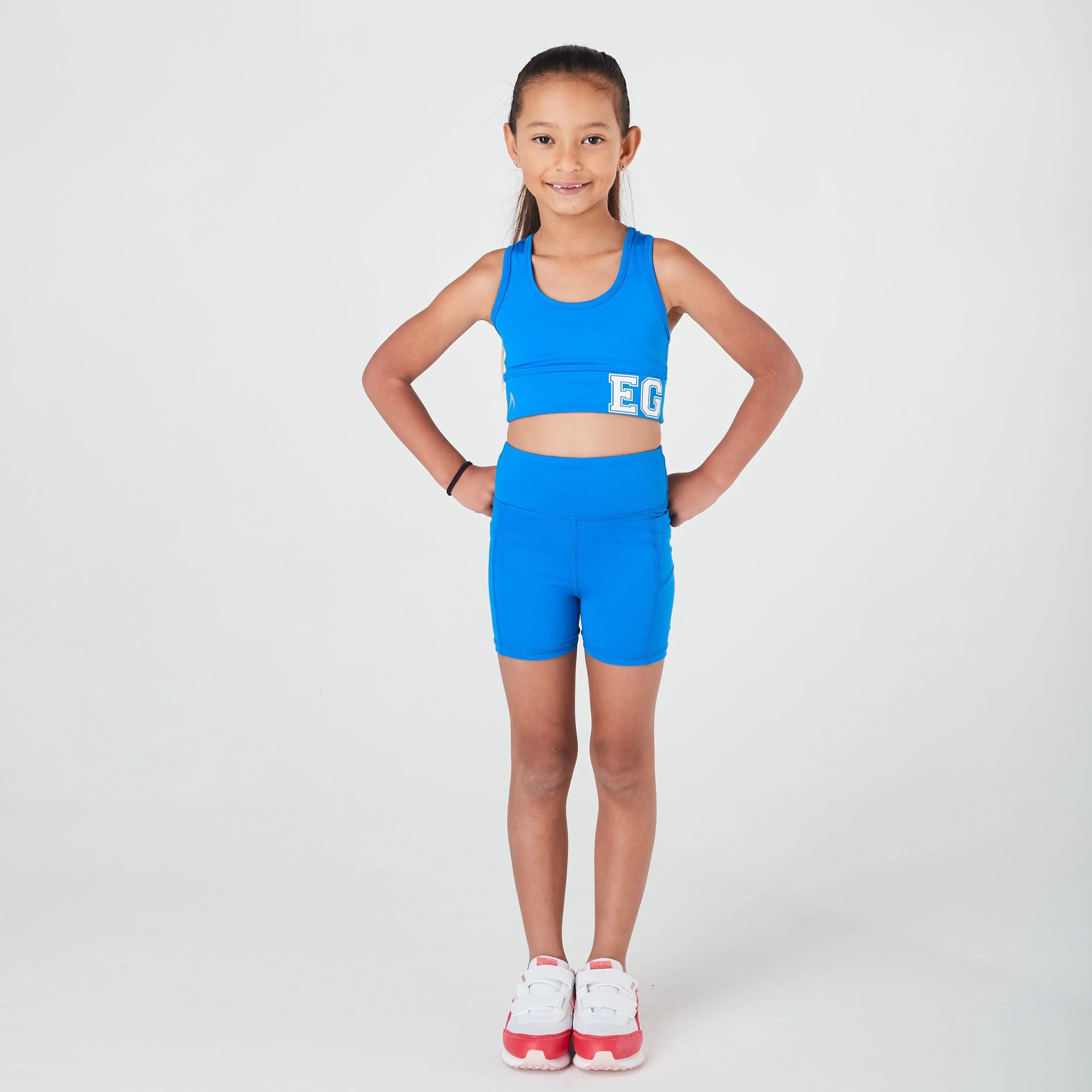 Girls Cobalt Blue Athletic Sports Bike Shorts