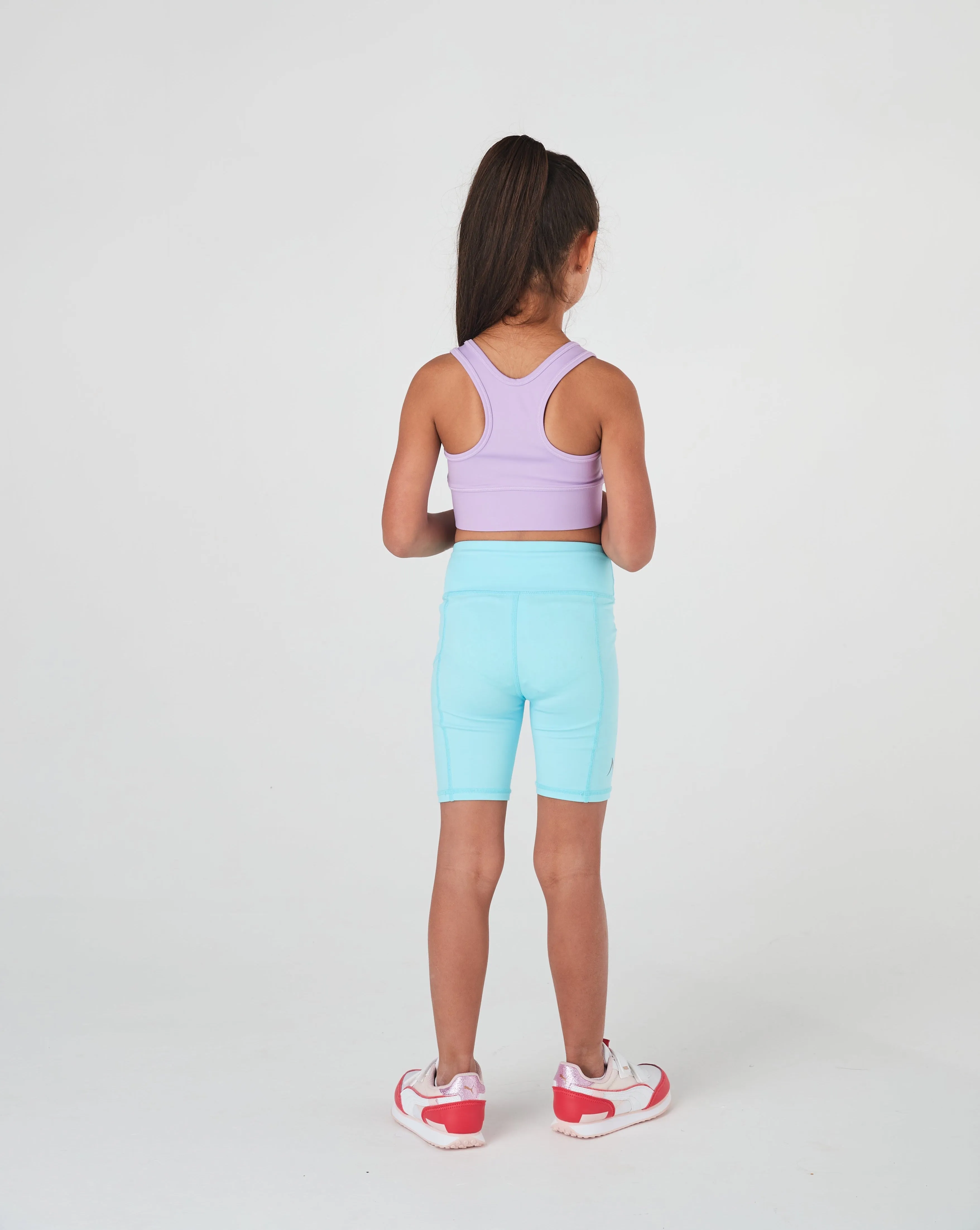 Girls Ice Blue Long Bike Sports Shorts