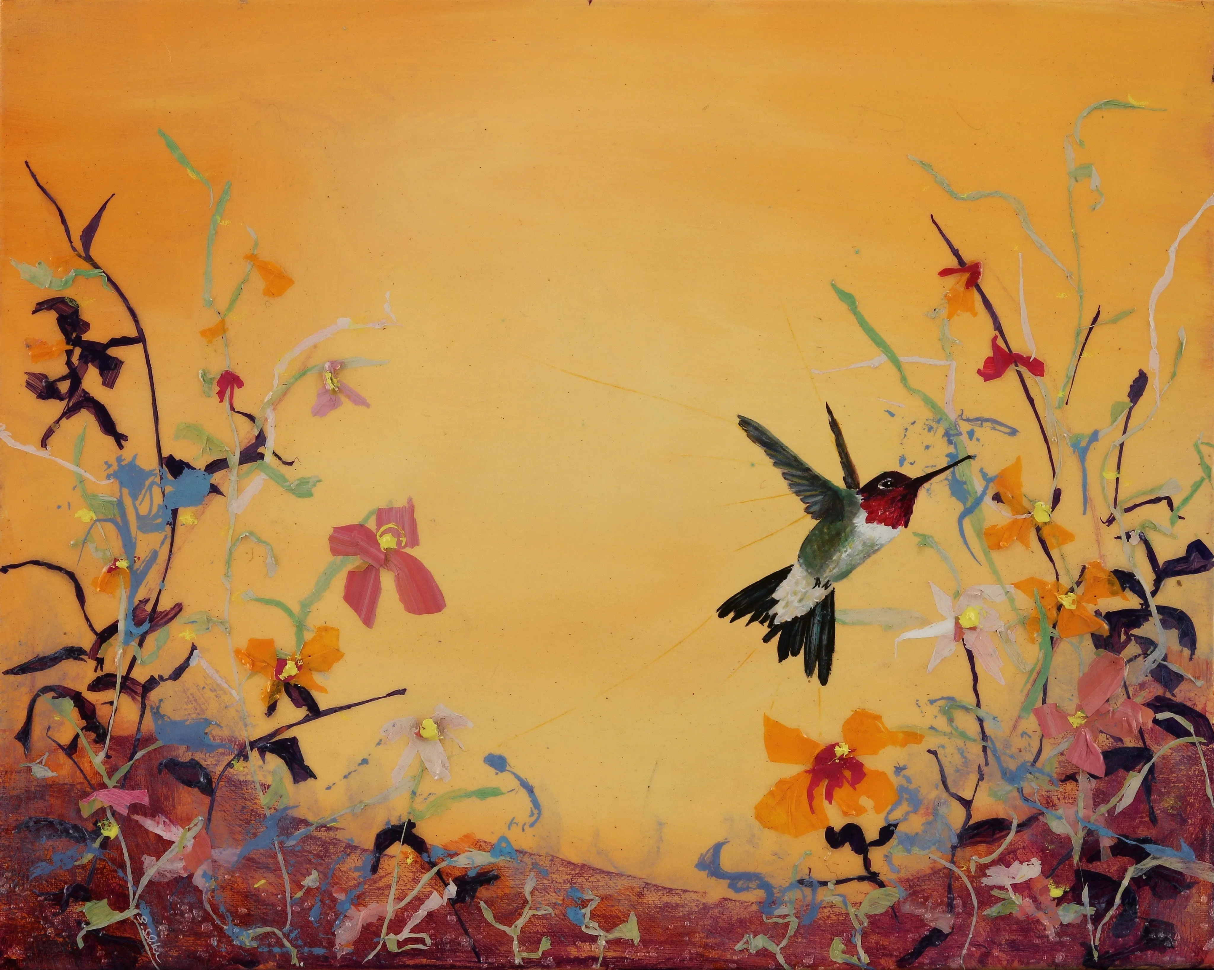 Glowing  Ruby Throat Hummingbird