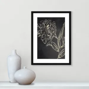 Golden Flower Folklore II by Asia Jensen - Picture Frame Graphic Art Joss & Main Size: 23" H x 17" W  Format: Black Wood Grain Framed