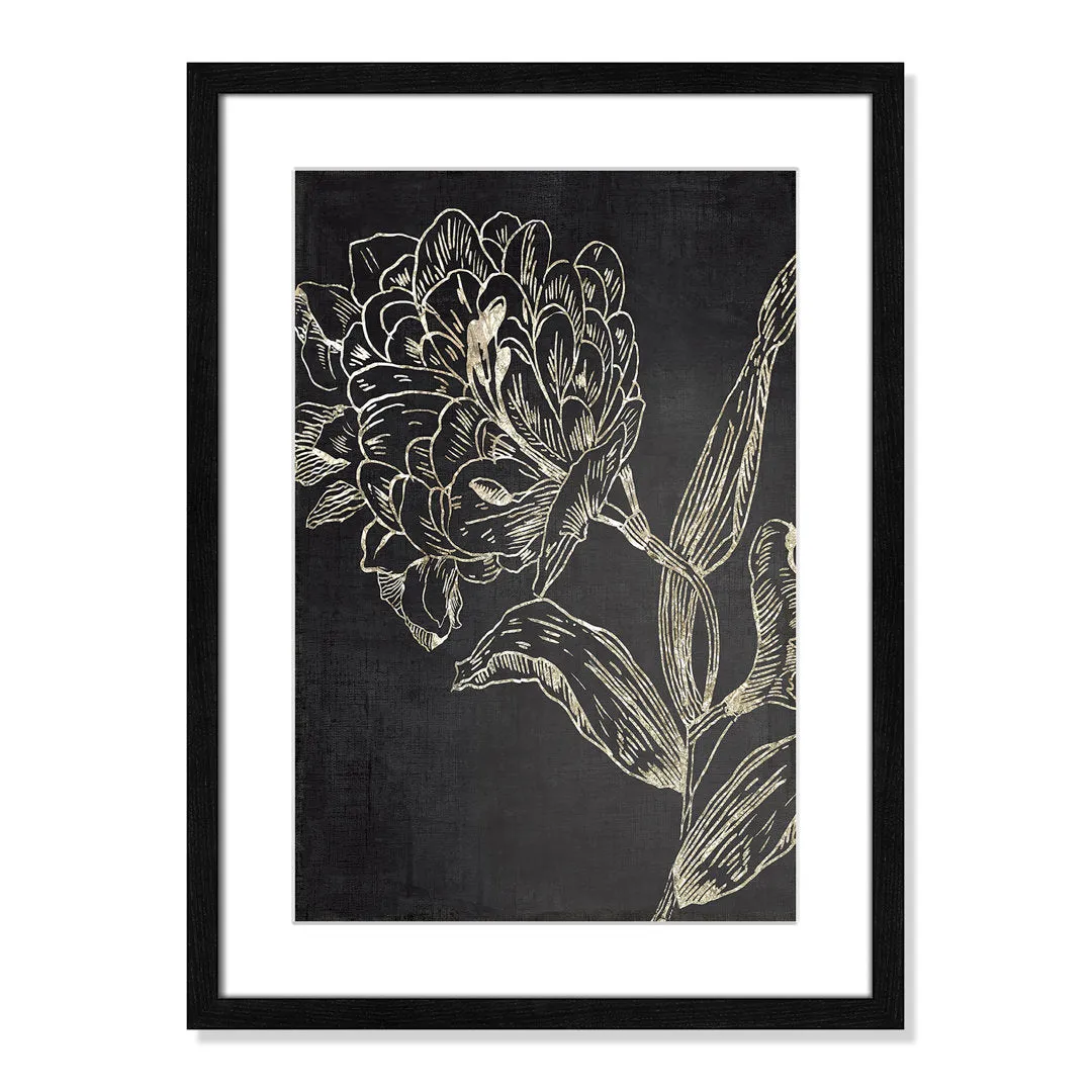 Golden Flower Folklore II by Asia Jensen - Picture Frame Graphic Art Joss & Main Size: 23" H x 17" W  Format: Black Wood Grain Framed
