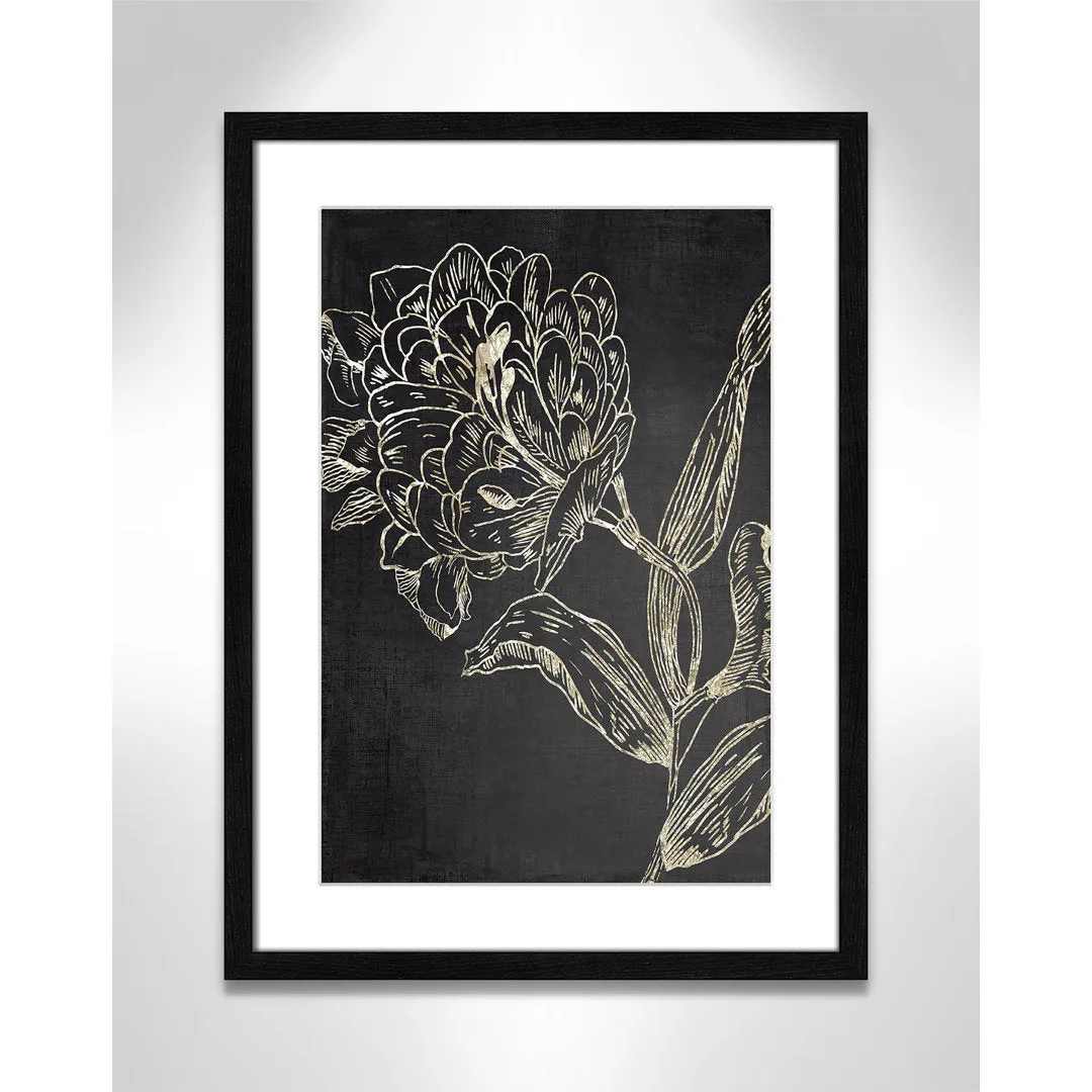 Golden Flower Folklore II by Asia Jensen - Picture Frame Graphic Art Joss & Main Size: 23" H x 17" W  Format: Black Wood Grain Framed